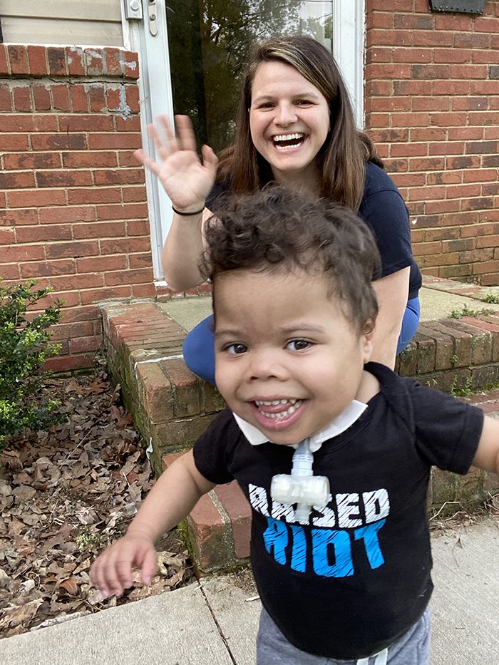 Amie Kiehn -- Panthers social -- and son Tripp 2021