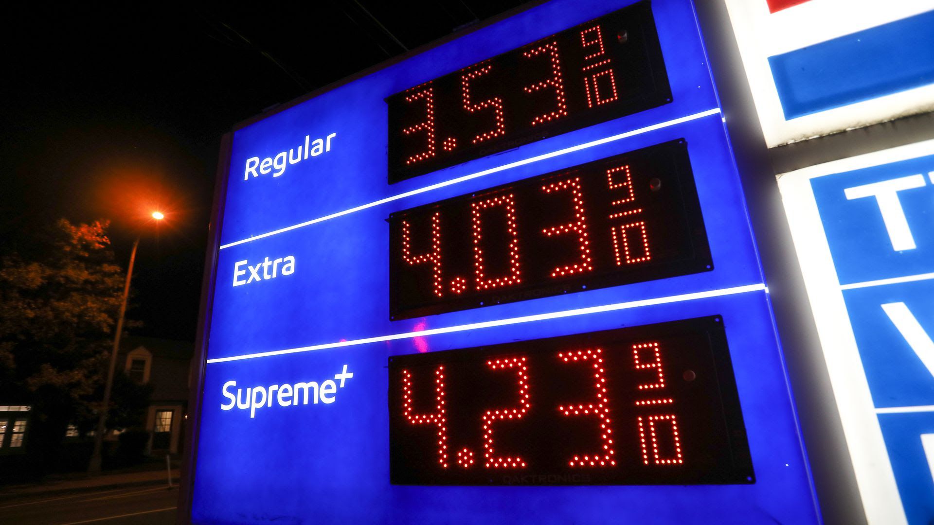 Gas prices in Arlington, Va., on Oct. 30, 2021.