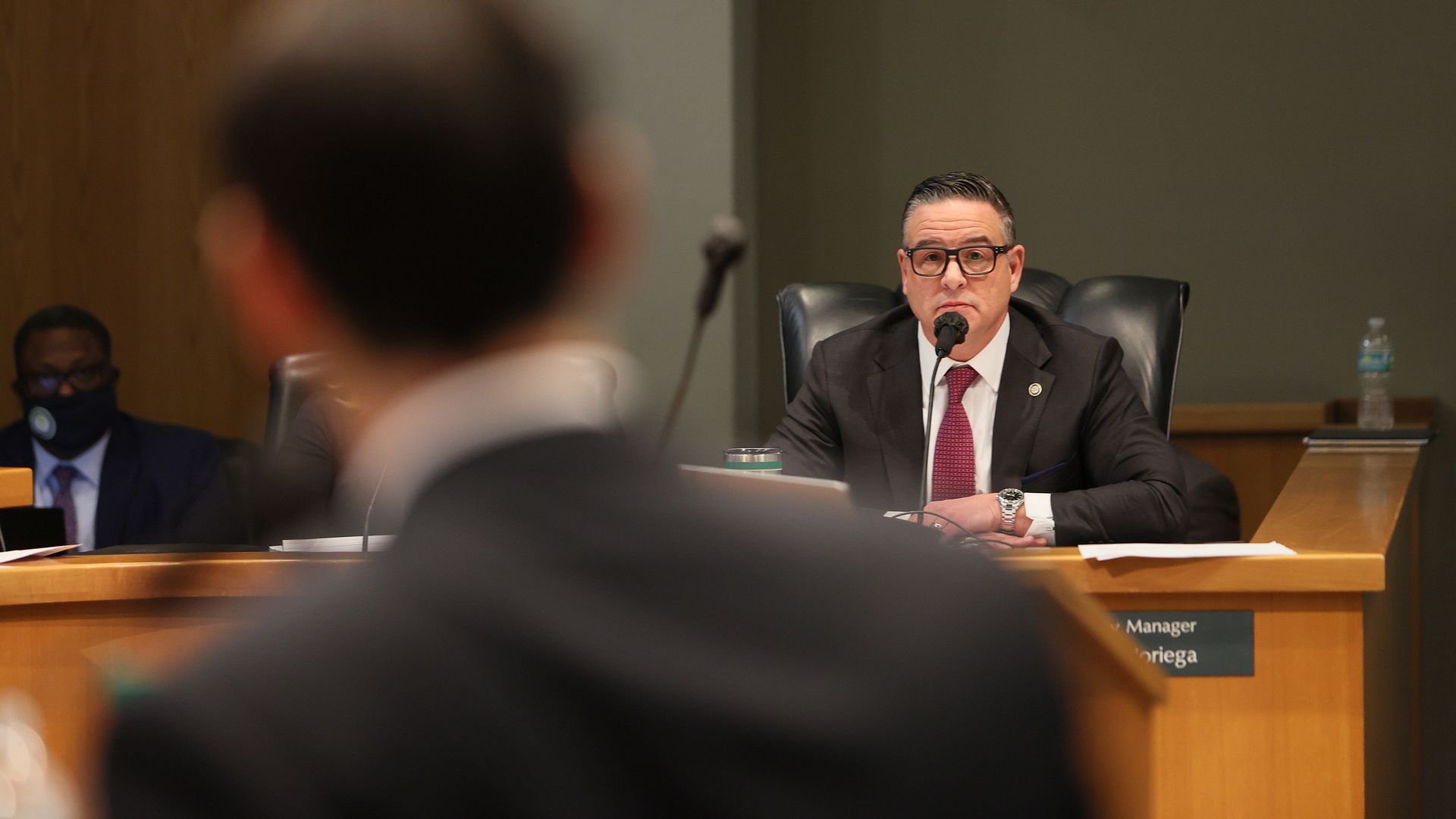 Miami City Manager Art Noriega sitting at the dais. 