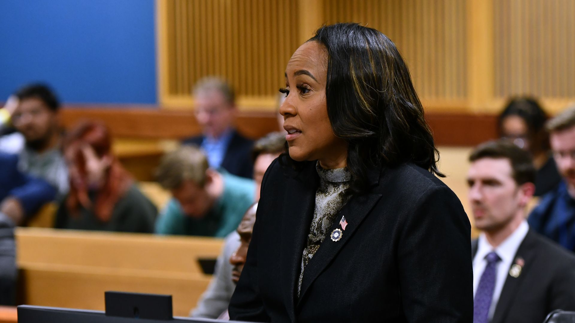 Fulton County District Attorney Fani Willis in a county courthouse in Atlanta in November 2023.