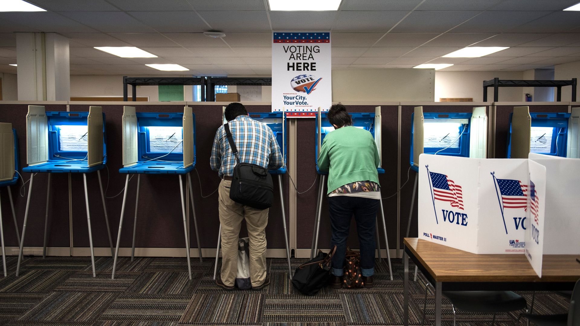 Voters inside an Early Vote Center in downtown Minneapolis, Minnesota. 