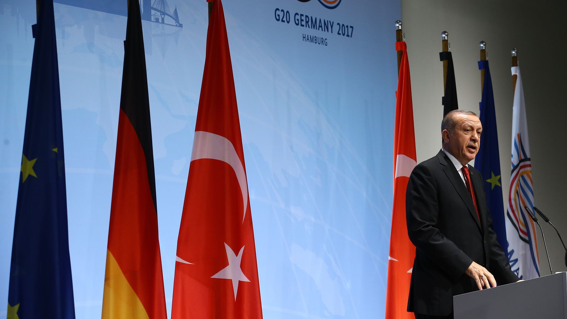 Turkish president giving speech at G20 summit