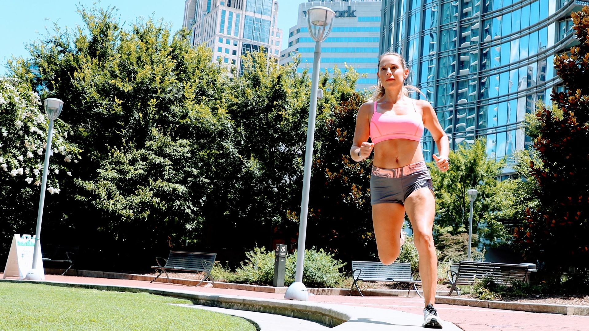Bekah Eljoundi runs through Romare Bearden Park in Uptown. Photo: Théoden Janes/courtesy of Bekah Eljoundi