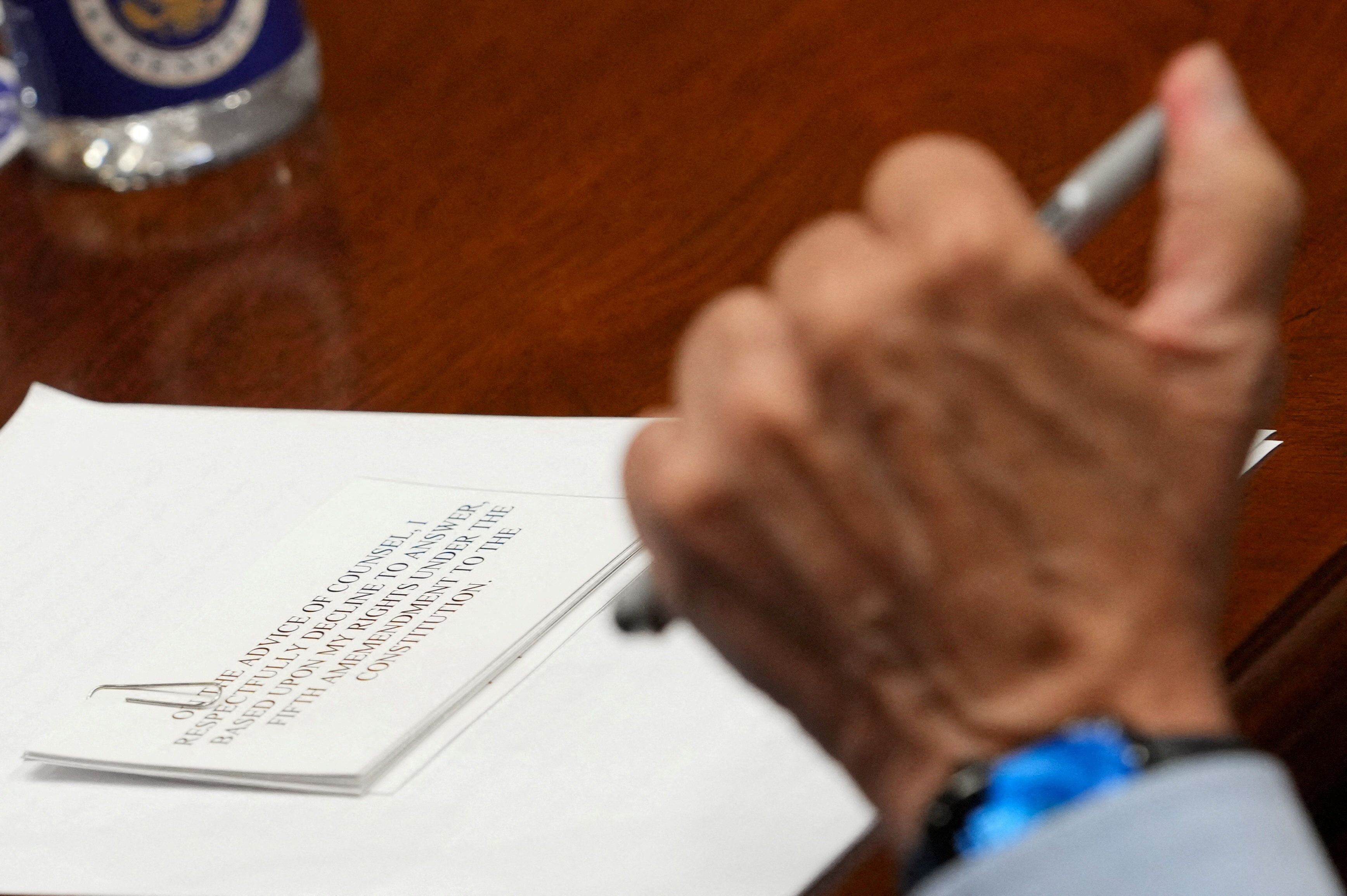 Dr. Fauci used the script on this card to repeatedly invoke the Fifth Amendment.