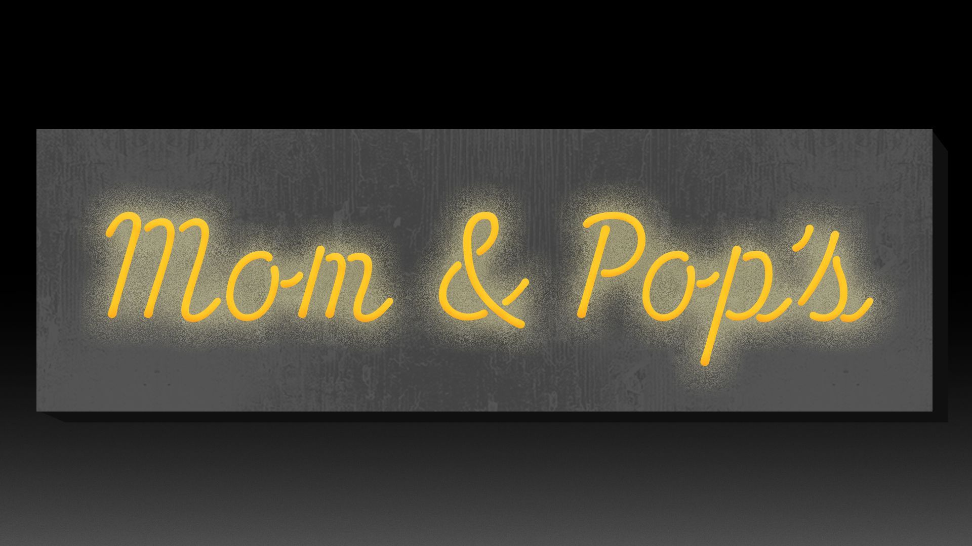 an illustration of a sign that reads Mom and pop
