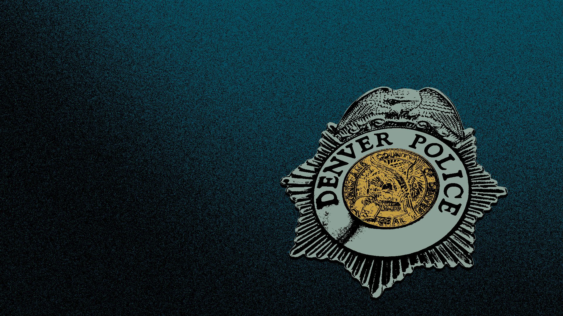 Photo illustration of a Denver Police badge.