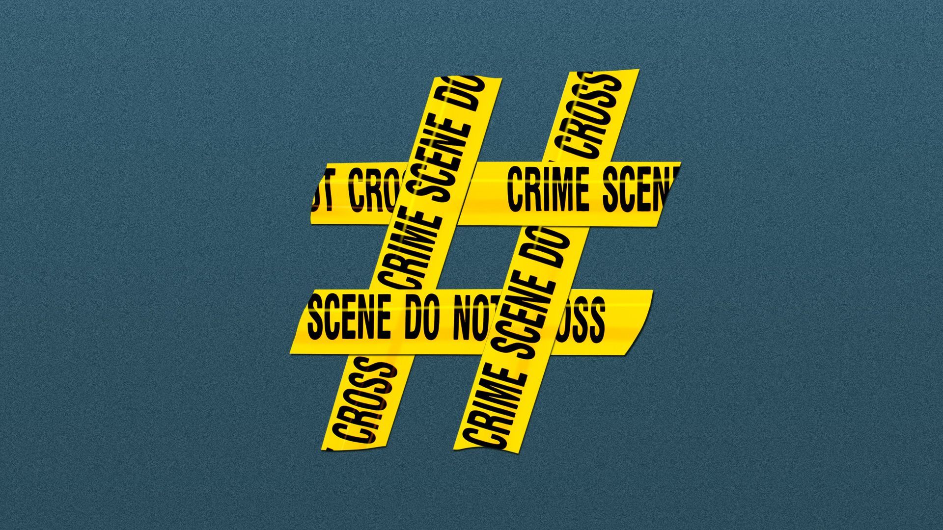 Illustration of a number sign made out of crime scene tape.