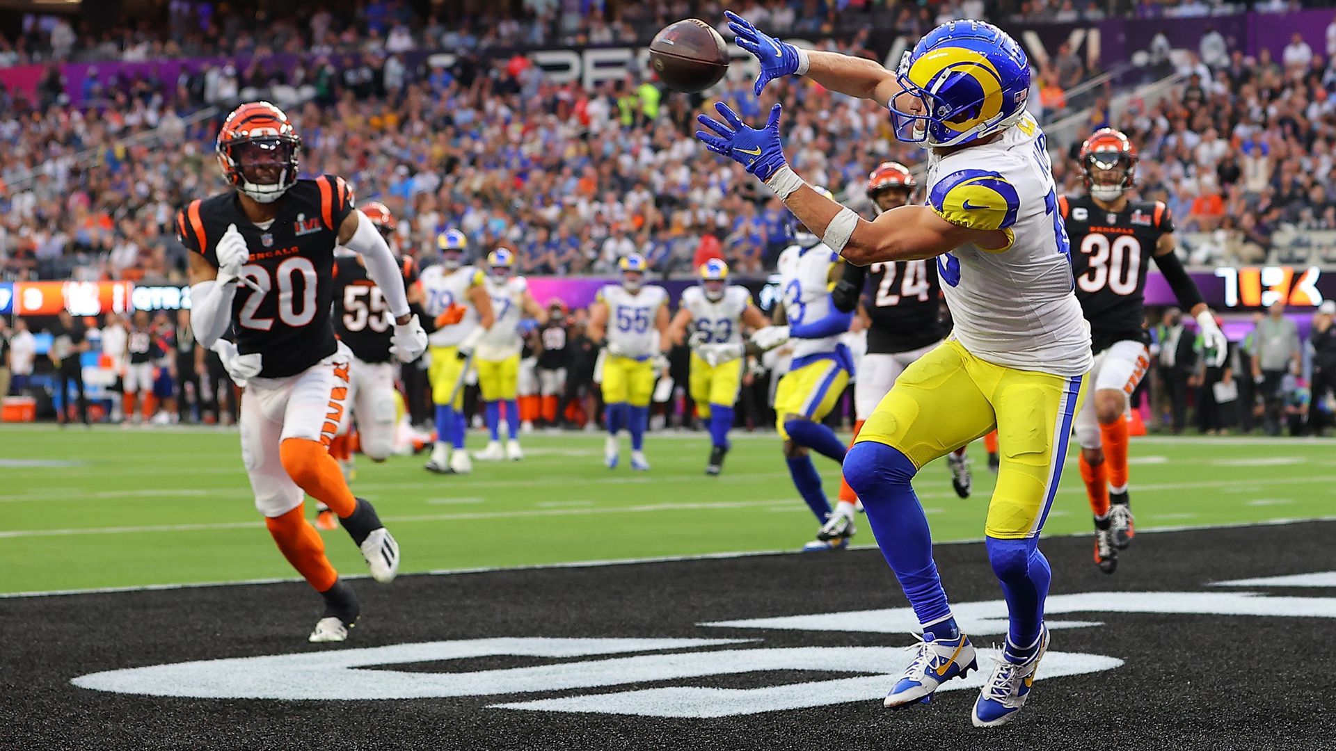 Cooper Kupp Los Angeles Rams Unsigned Super Bowl LVI Game-Winning Touchdown  Catch Photograph