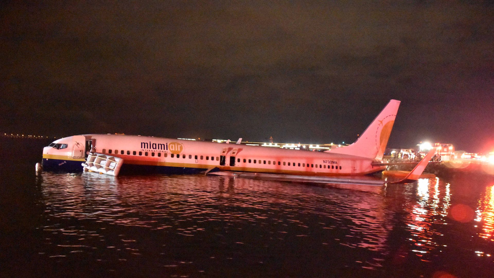The Boeing 737 aircraftthat slid off the runway at Naval Air Station Jacksonville, Florida. 