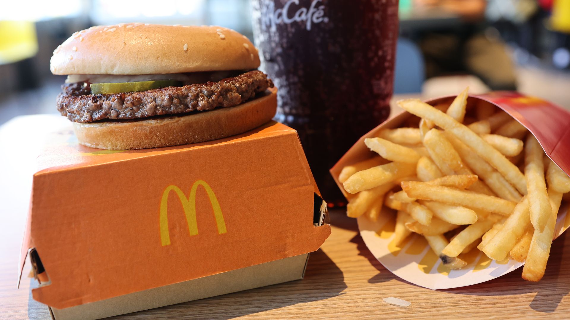 In this photo illustration, a McDonald's Quarter Pounder hamburger meal is seen at a McDonald's on October 23, 2024 in the Flatbush neighborhood in the Brooklyn borough of New York City.