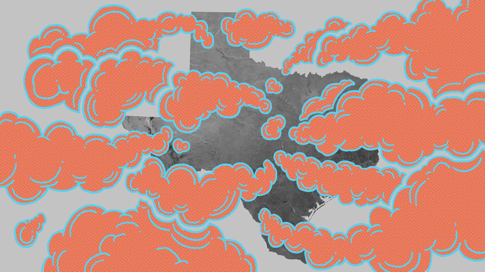 Texas surrounded by mysterious clouds.