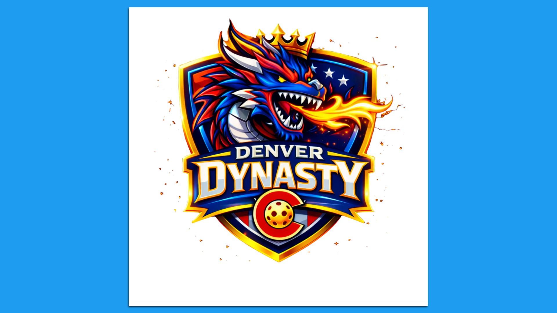 A logo with a dragon for the semi-pro pickleball Denver Dynasty