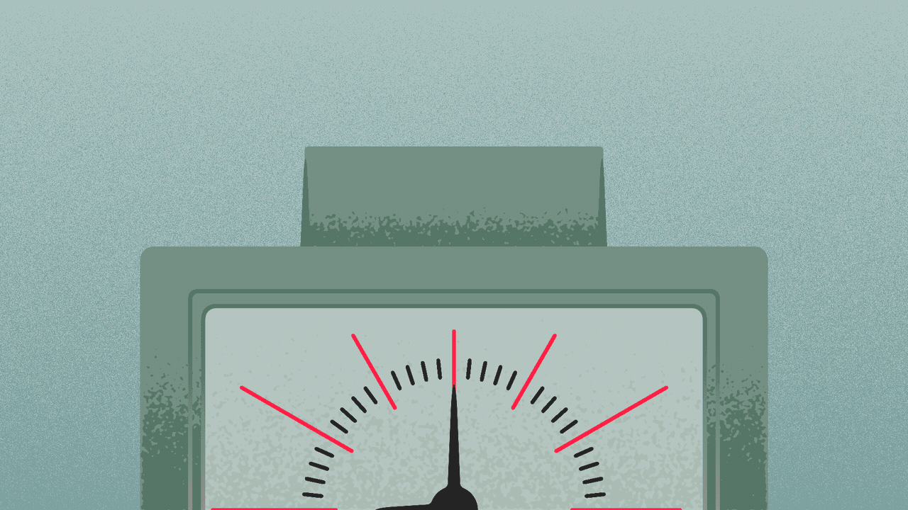 Animated illustration of a timecard going into an old gray timeclock. The clock punches the card and then the clock turns orange and spinning sun rays appear behind it.