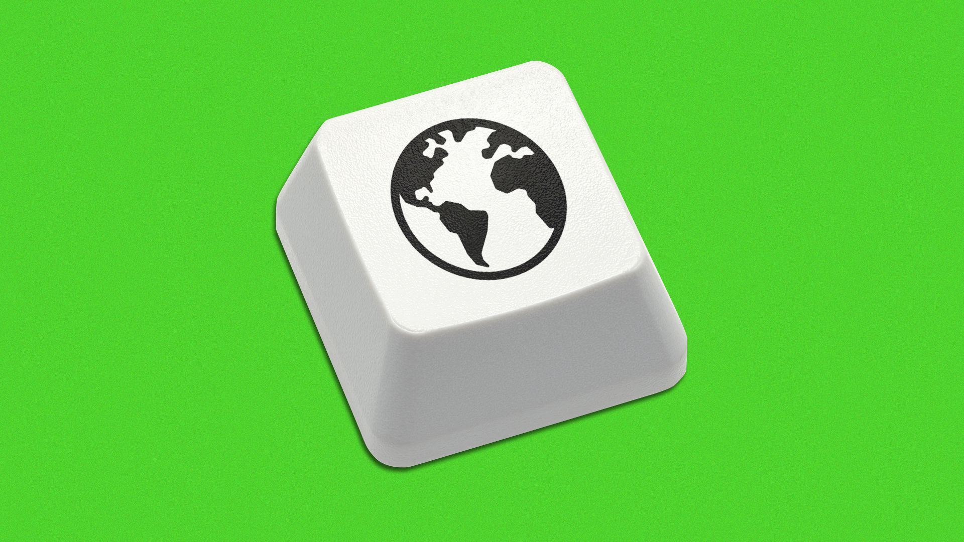 Illustration of a keyboard key with a globe on top.
