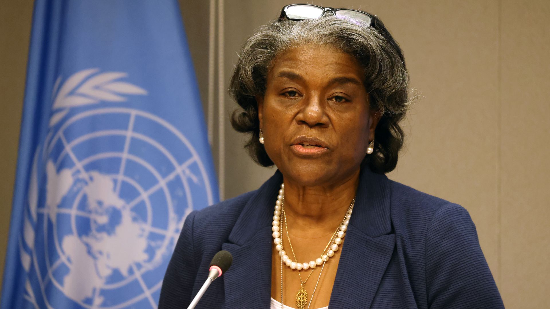Linda Thomas-Greenfield, the new US Ambassador to the United Nations (UN), speaks to the media.