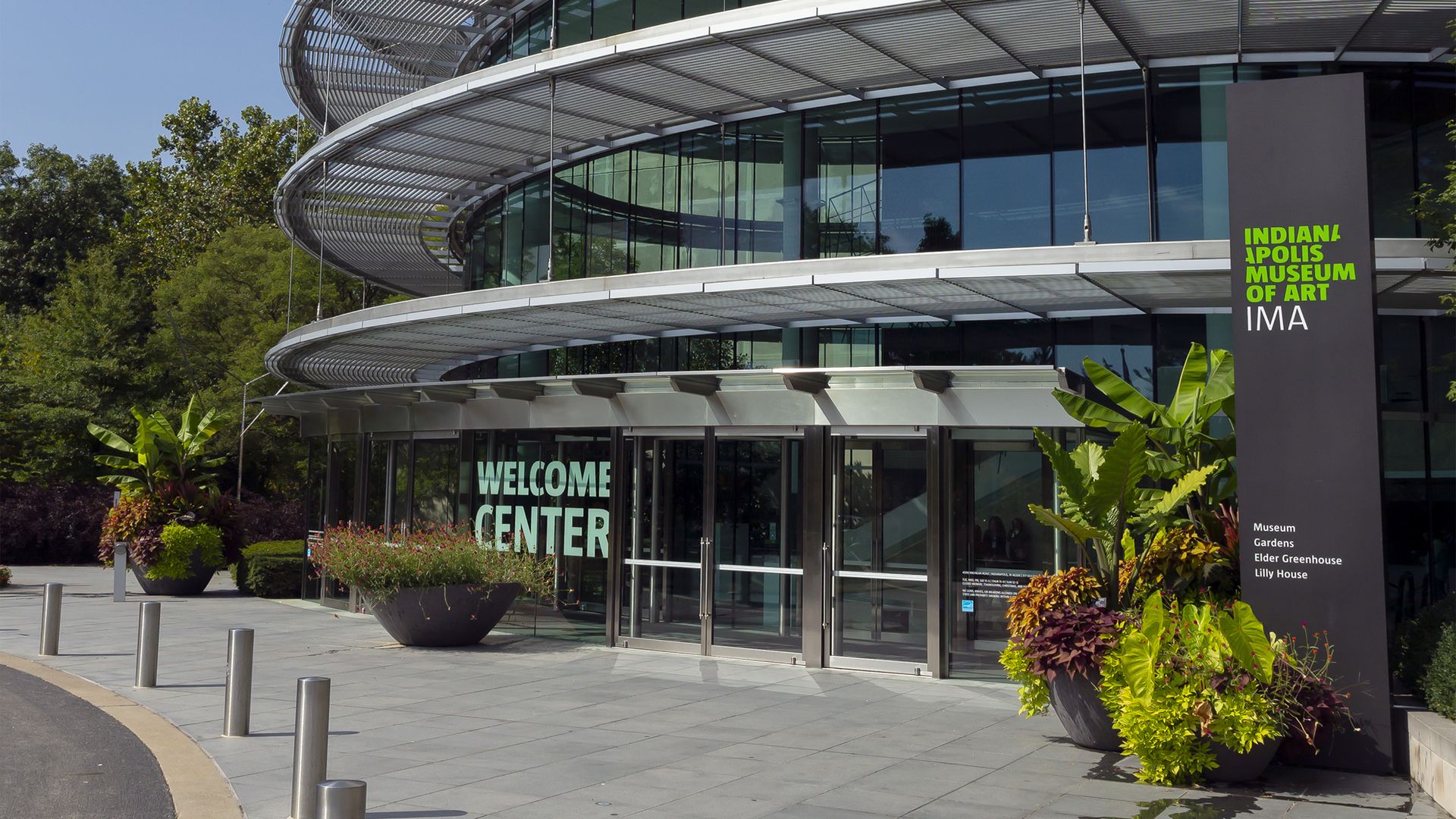 The main entrance at Newfields.