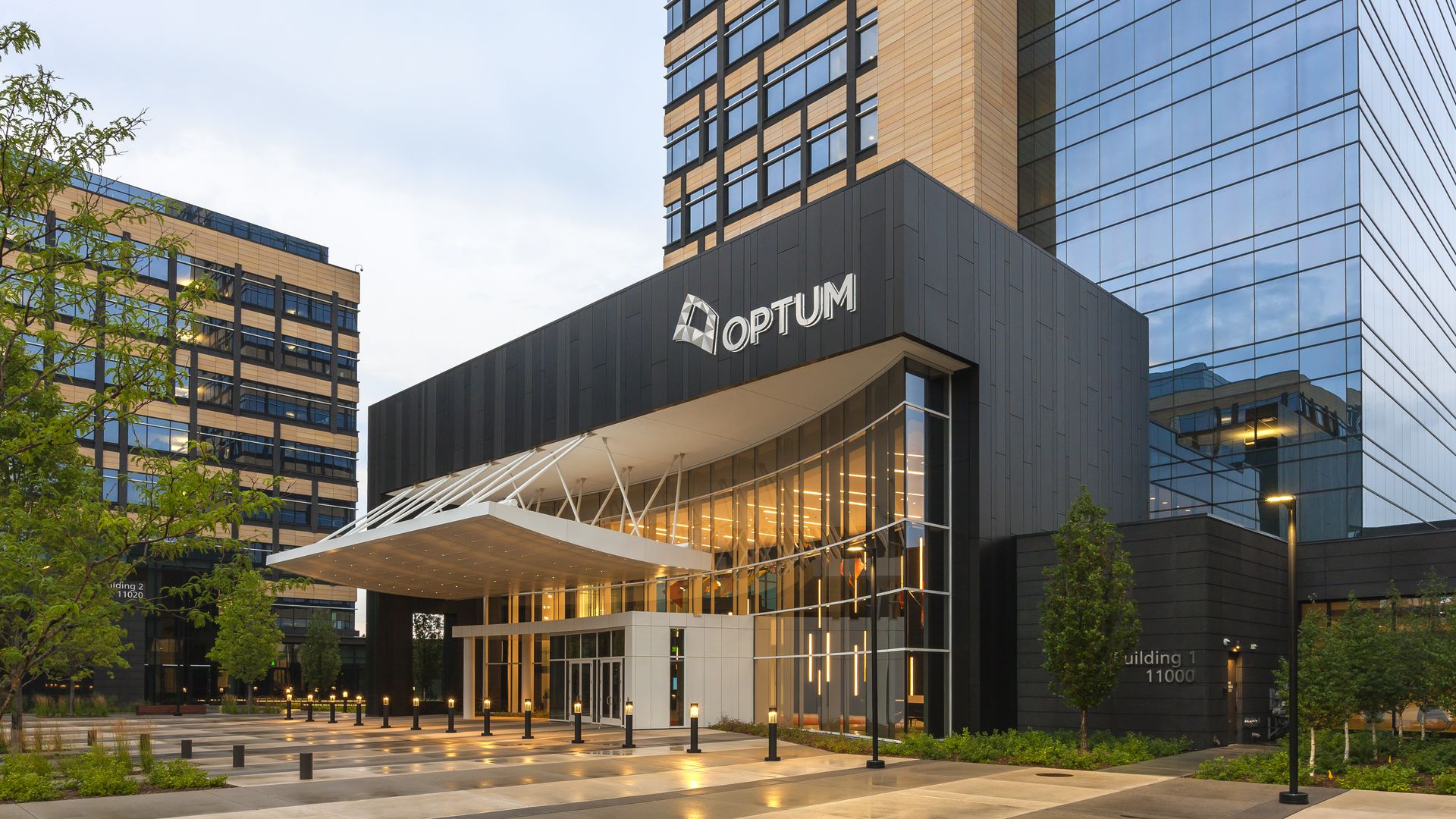 A building with the Optum logo.