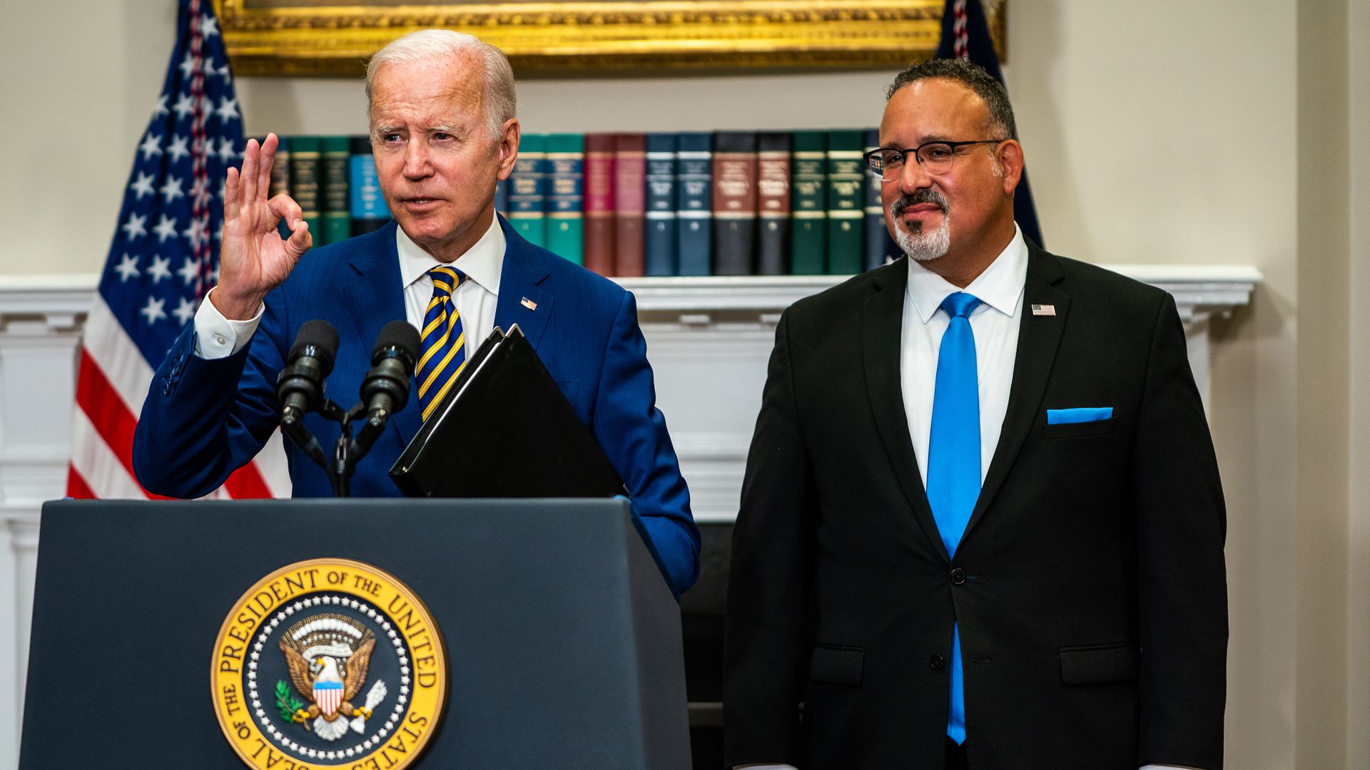  President Joe Biden delivers remarks regarding student loan debt forgiveness in the Roosevelt Room of the White House on Wednesday August 24, 2022.