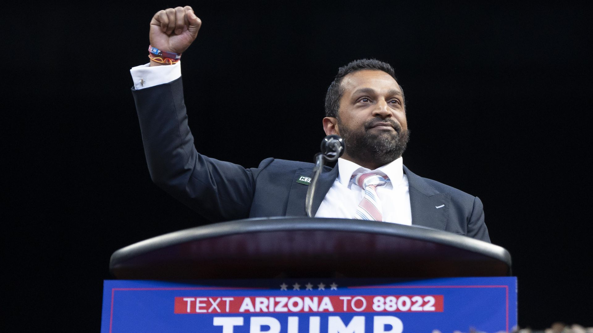 Kash Patel speaks at a Trump rally in Prescott Valley, Arizona, on Oct. 13. Photo: Rebecca Noble/Getty Images