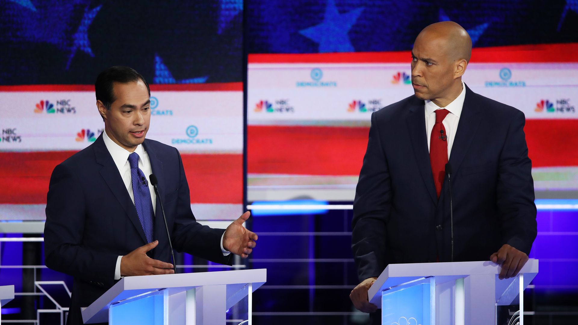 Julian Castro and Cory Booker at democratic debate
