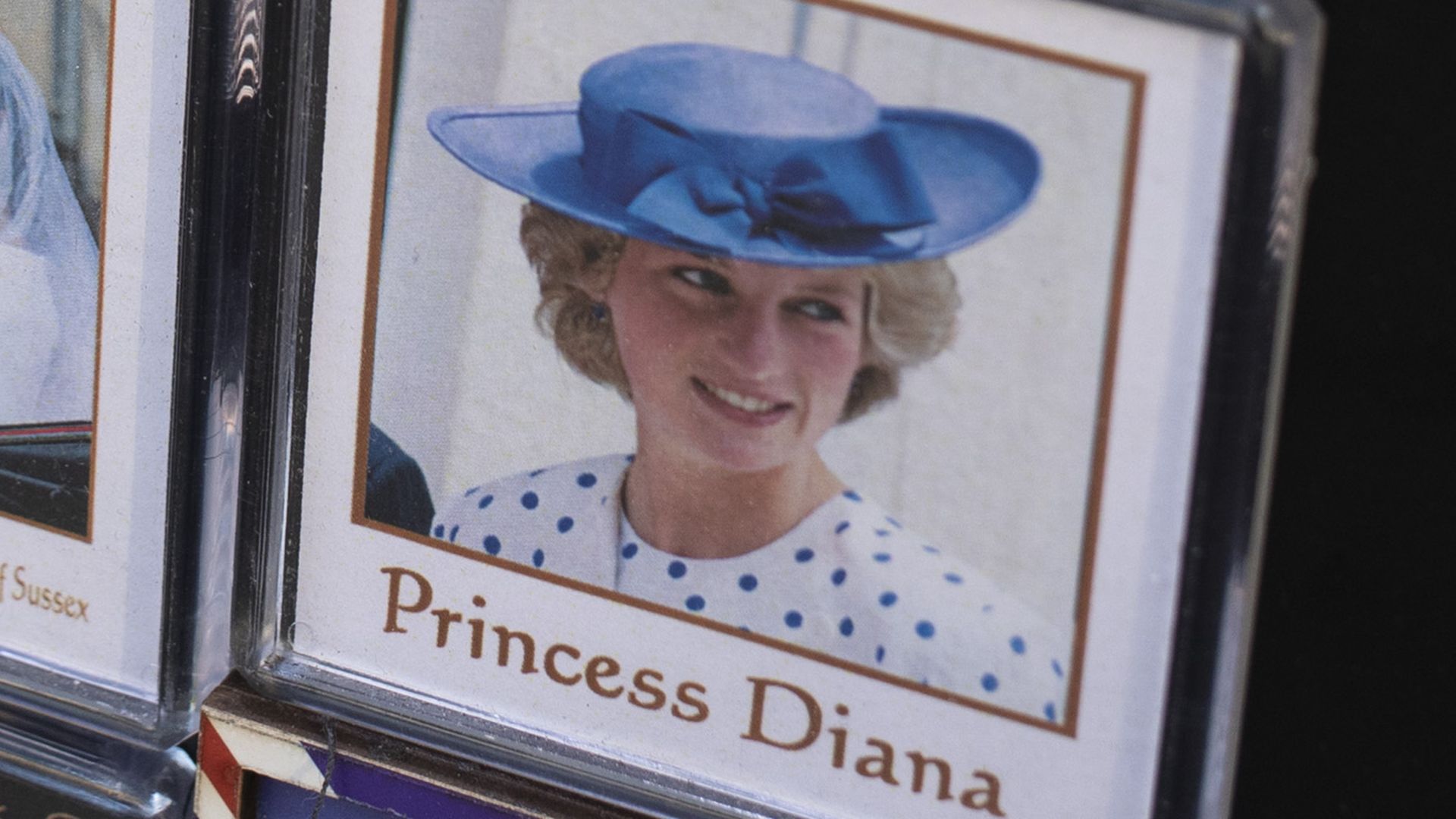 Images of Princess Diana on souvenirs in a shop in the U.K. in January 2020. 