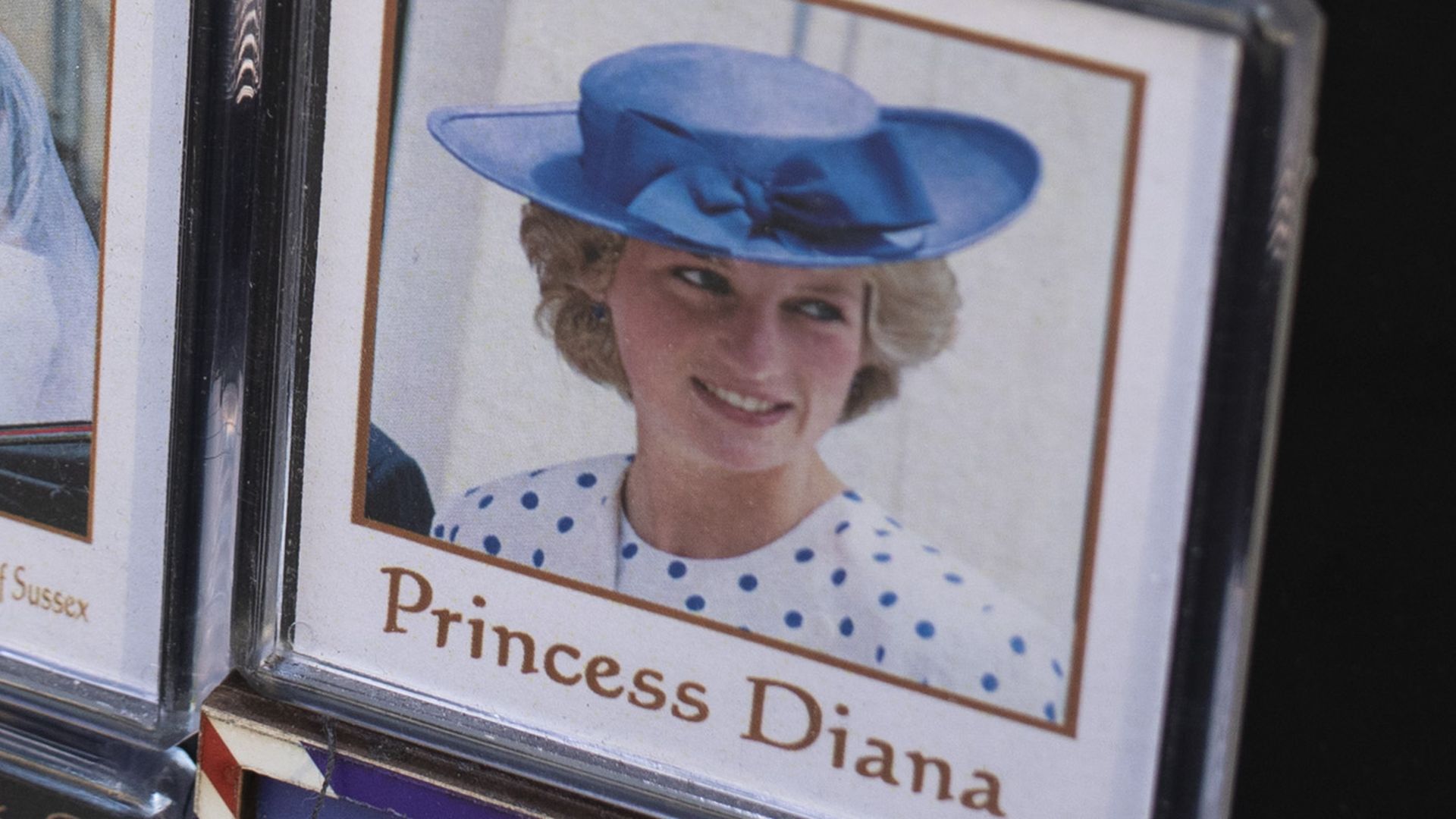 Images of Princess Diana on souvenirs in a shop in the U.K. in January 2020.