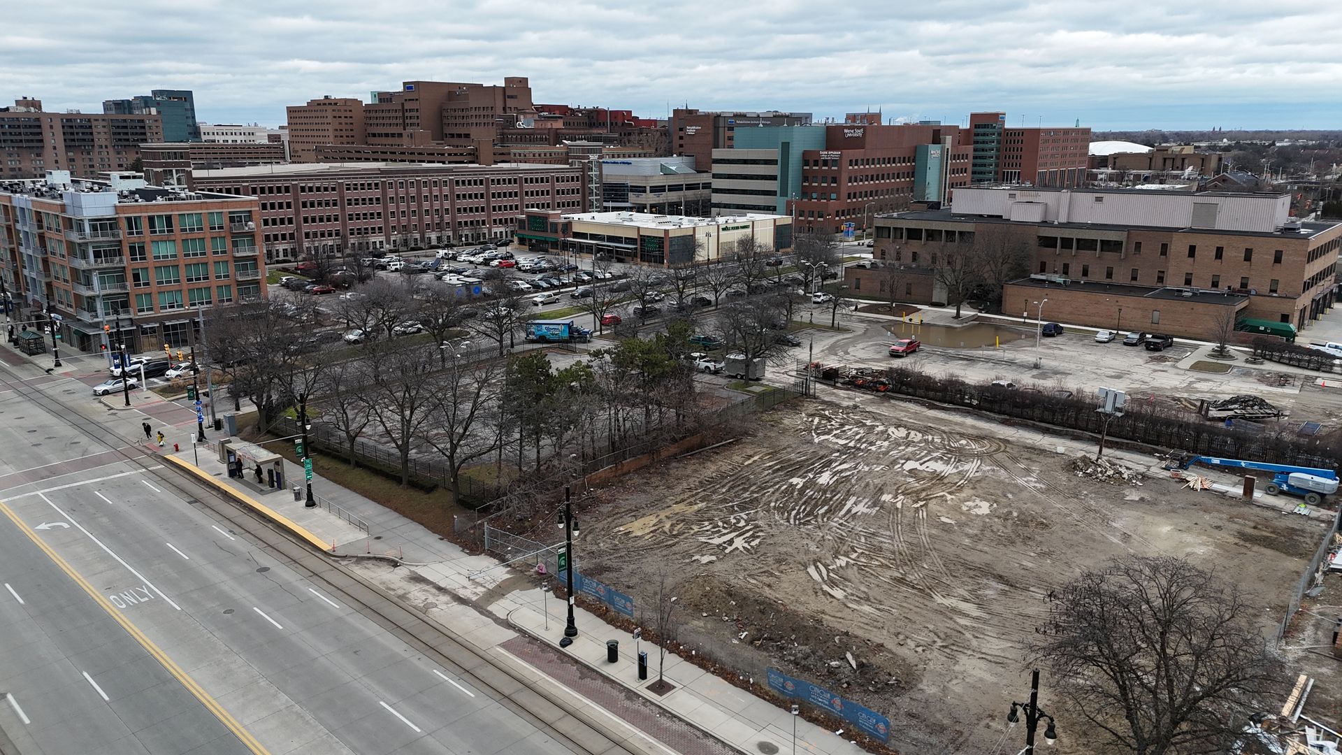 The site of the proposed City Club project on Woodward and Mack.