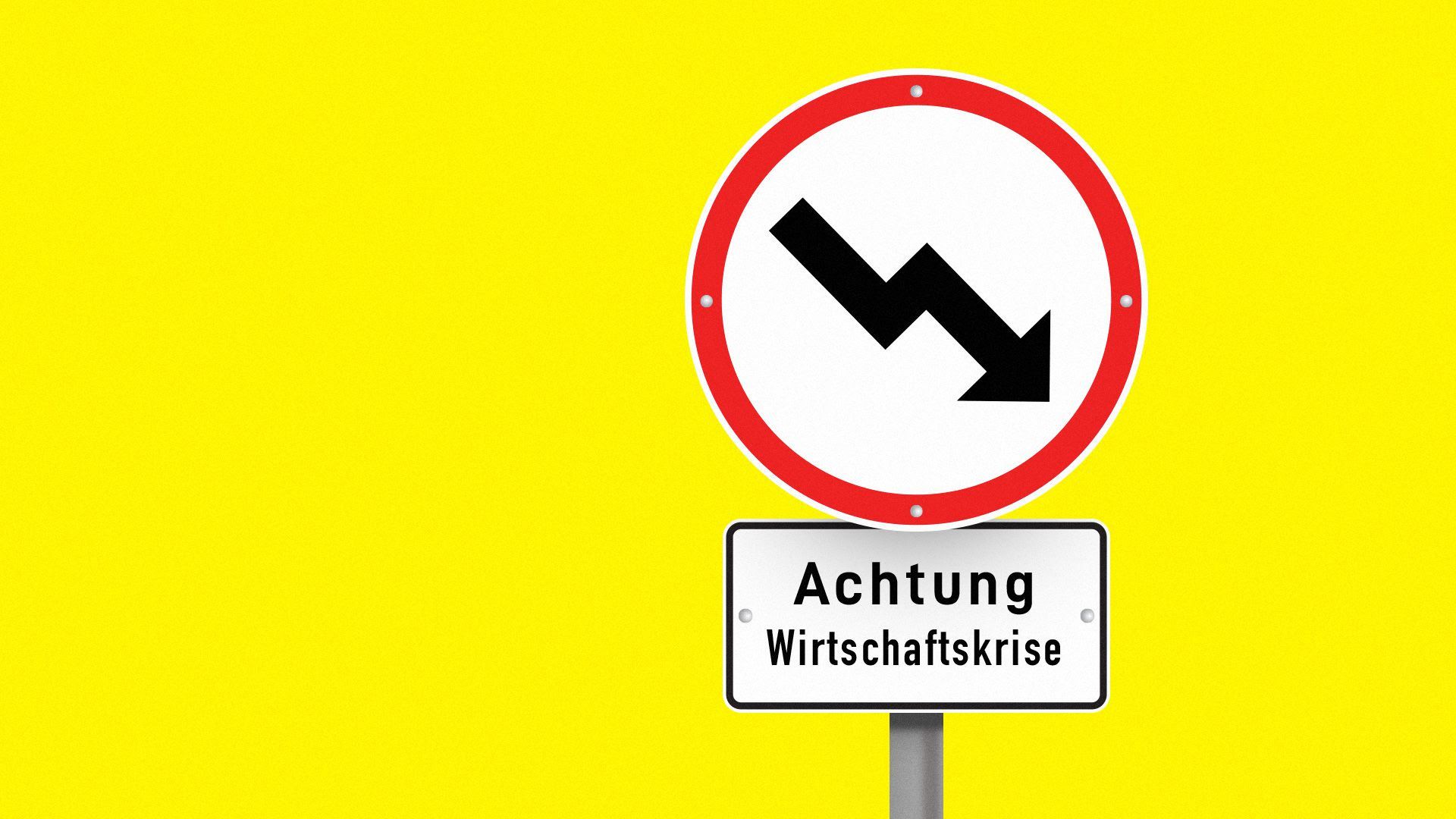A sign in German warning us of an economic crisis