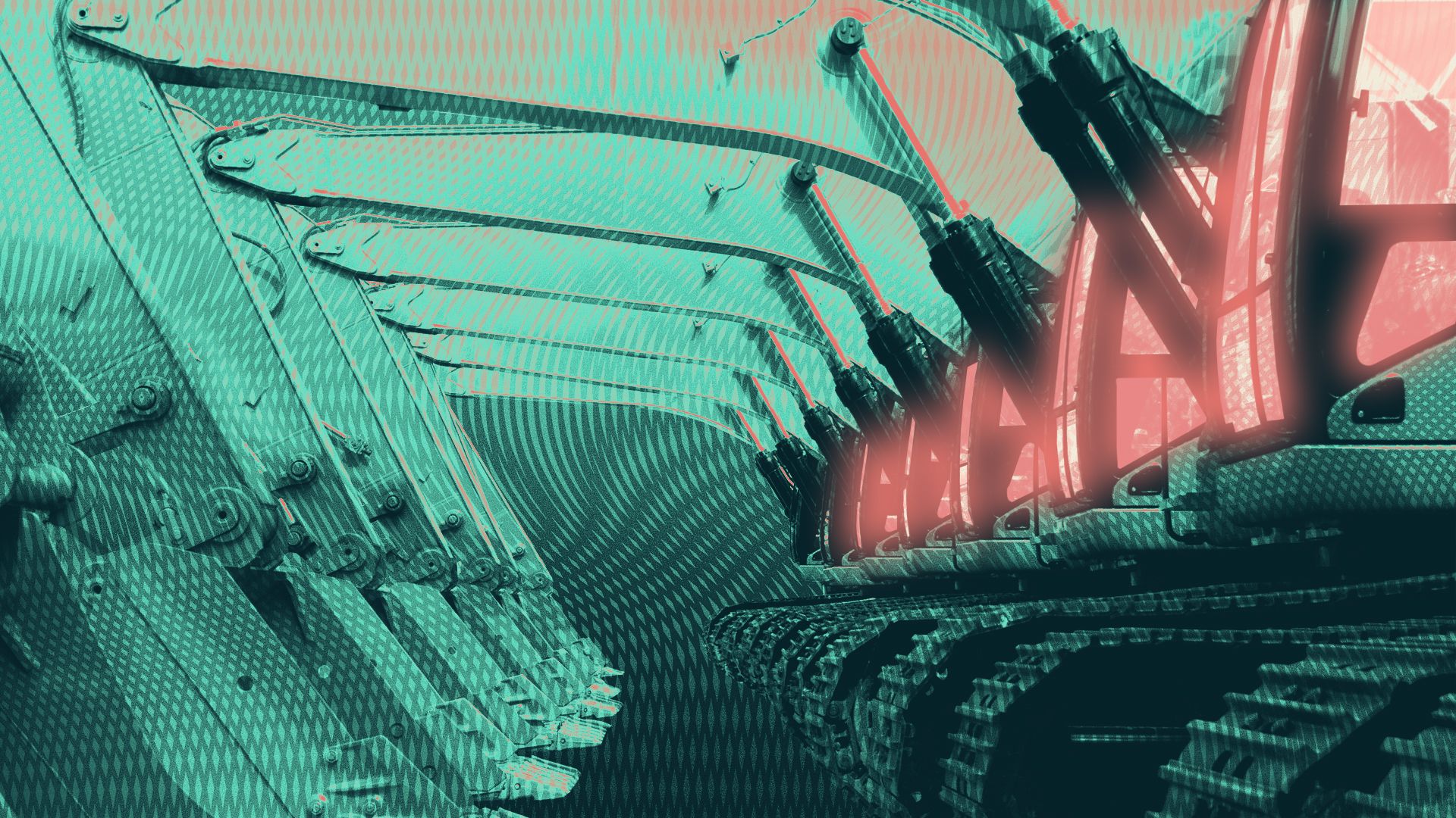 Illustration of construction equipment lined up over an abstract vector background 