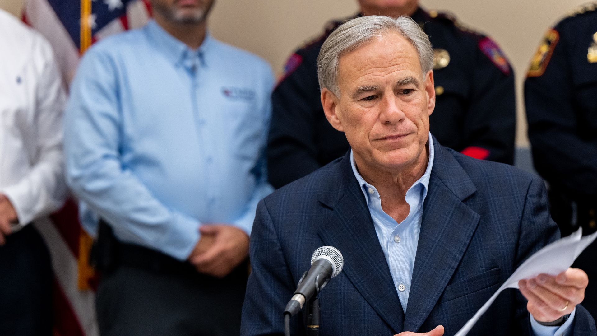 Texas Gov. Greg Abbott speaks at a press conference.