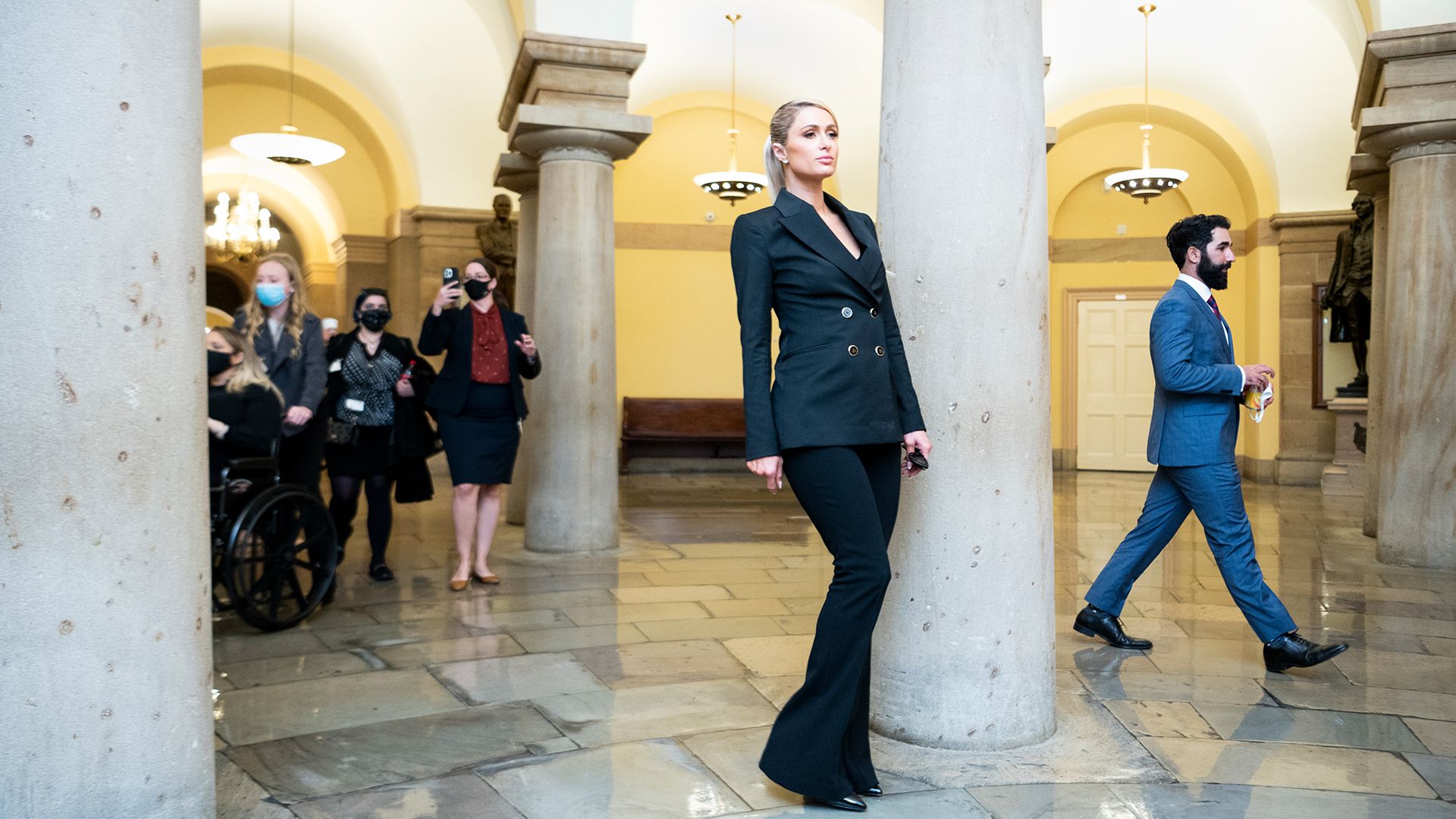 Paris Hilton is seen posing for photographers in the U.S. Capitol Crypt.