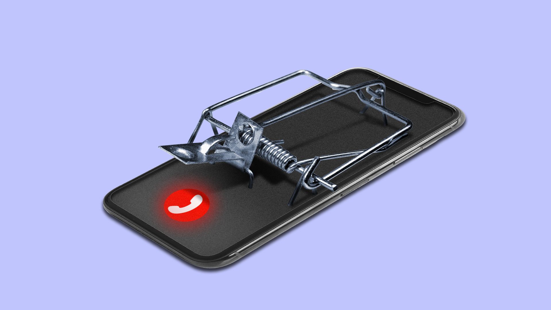 Illustration of a cellphone as a mousetrap
