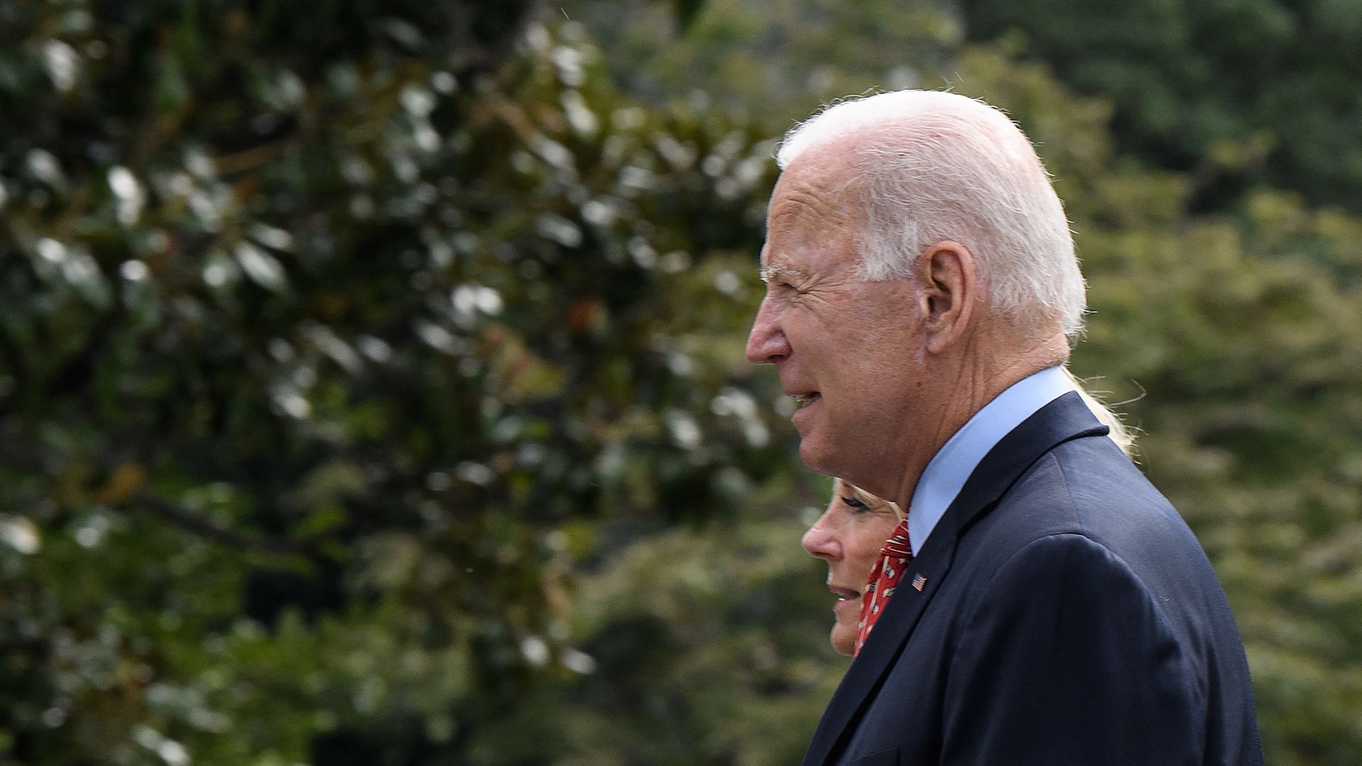 President Joe Biden and First Lady Jill Biden arrive at the White House in Washington, DC, on October 4, 2021