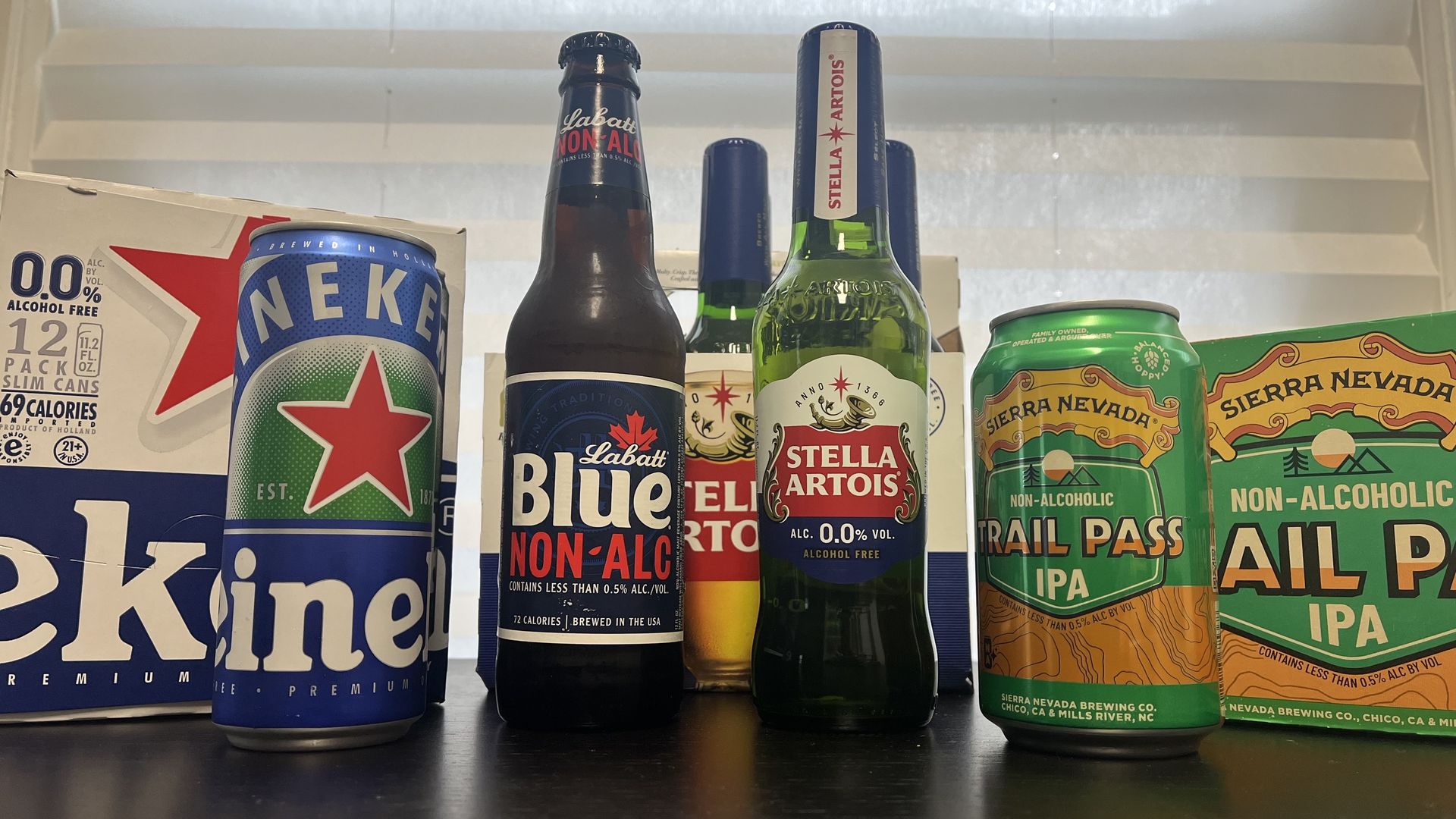 Some of the nonalcoholic beers that Joe tried during Dry January.