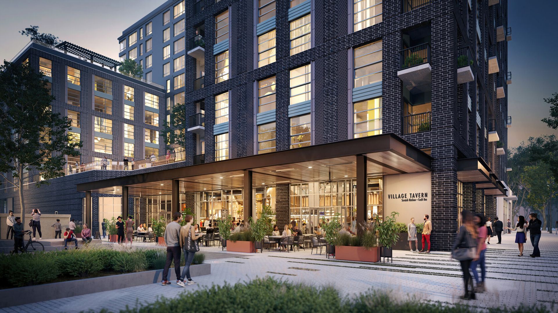 A rendering of a restaurant. 