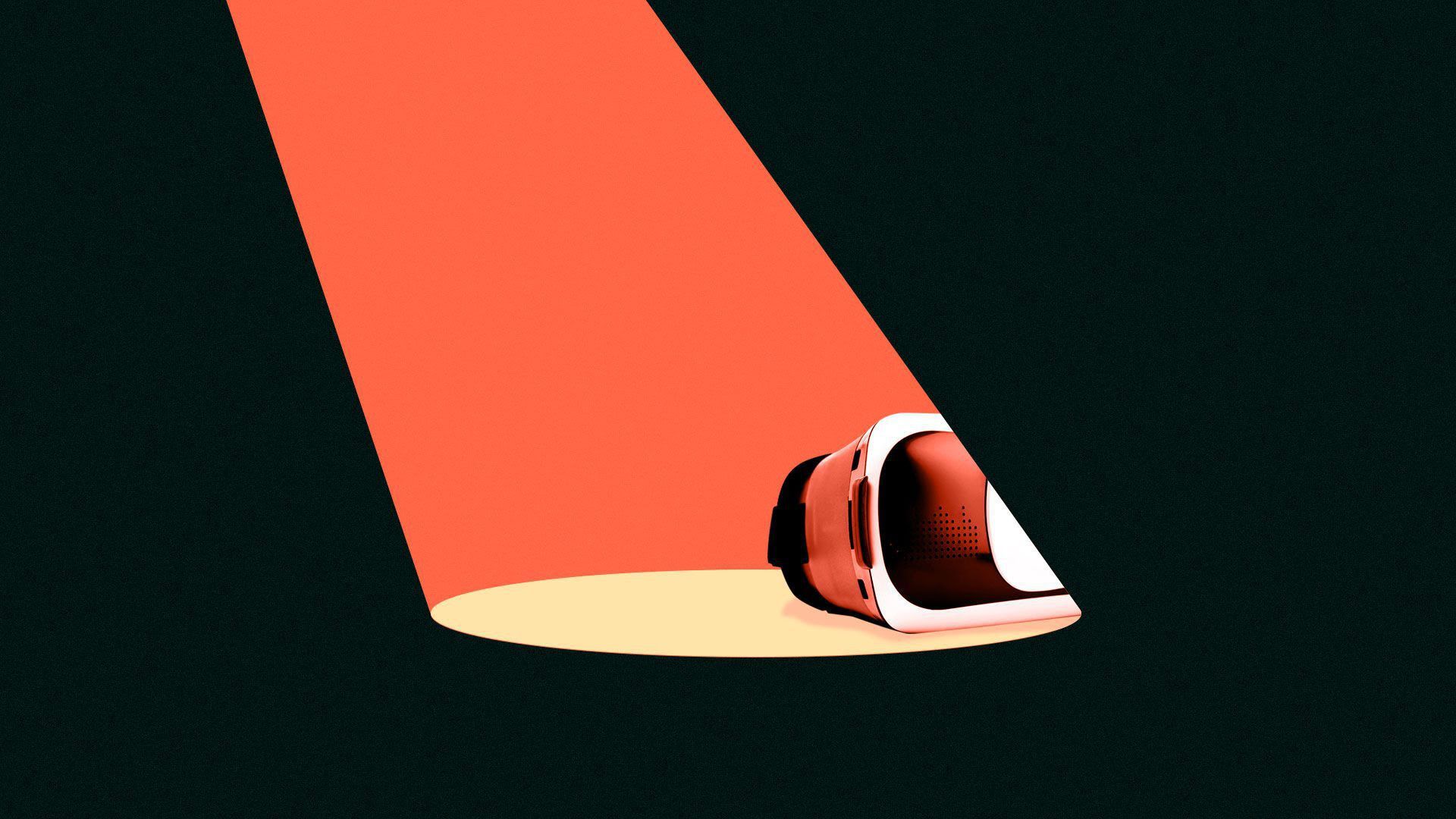 Illustration of a spotlight barely shining on VR goggles