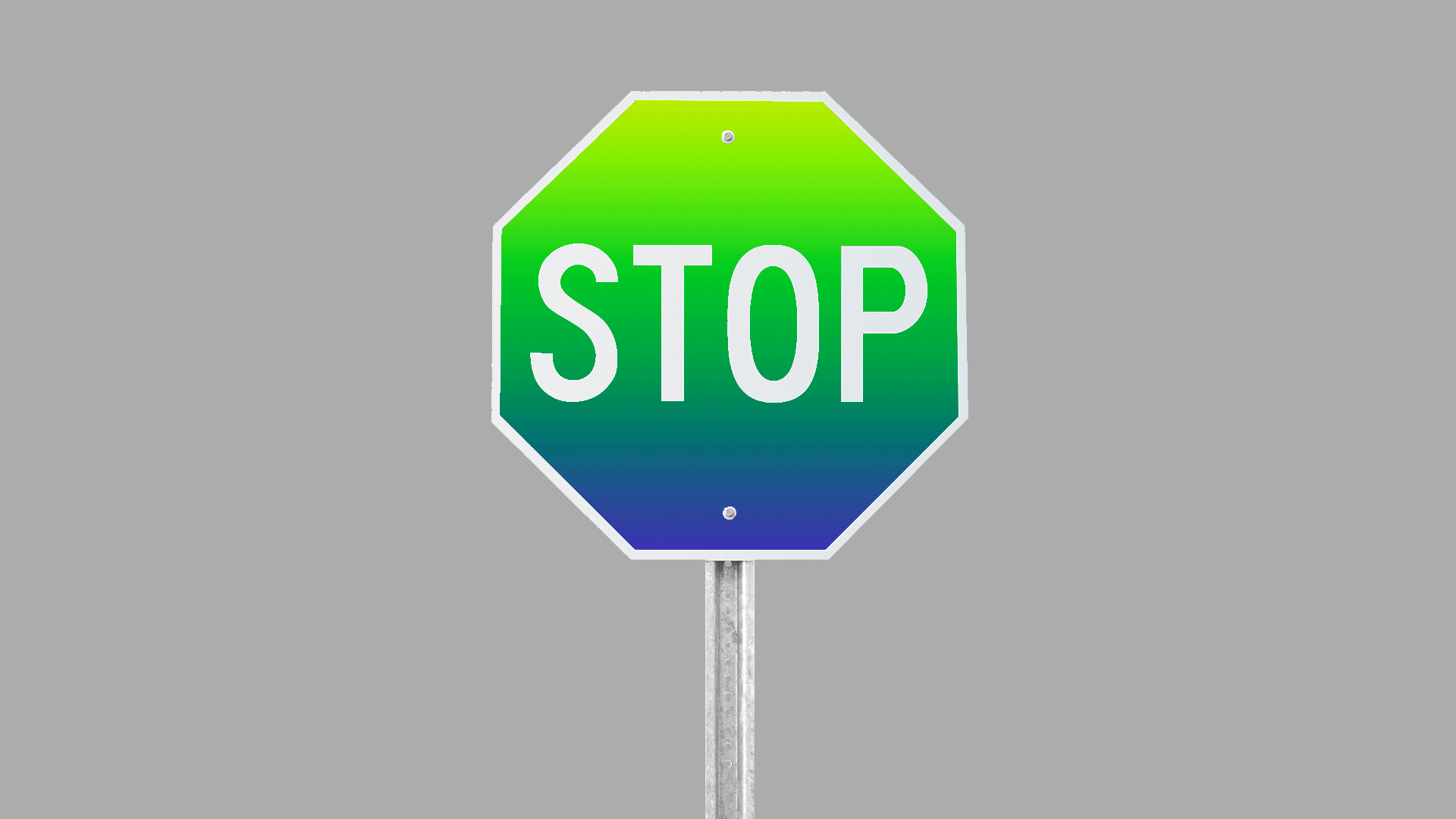 Animated illustration of a stop sign with a shifting multi-color gradient as the main color.