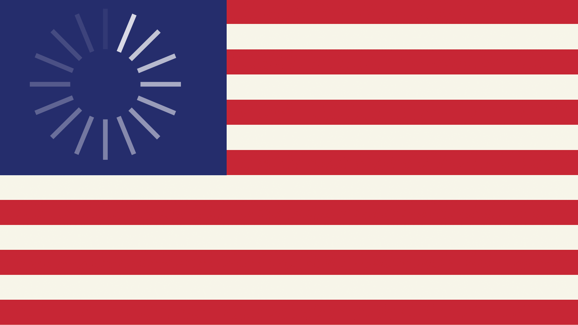 Animated illustration of the United States flag with the stars replaced by a loading circle.