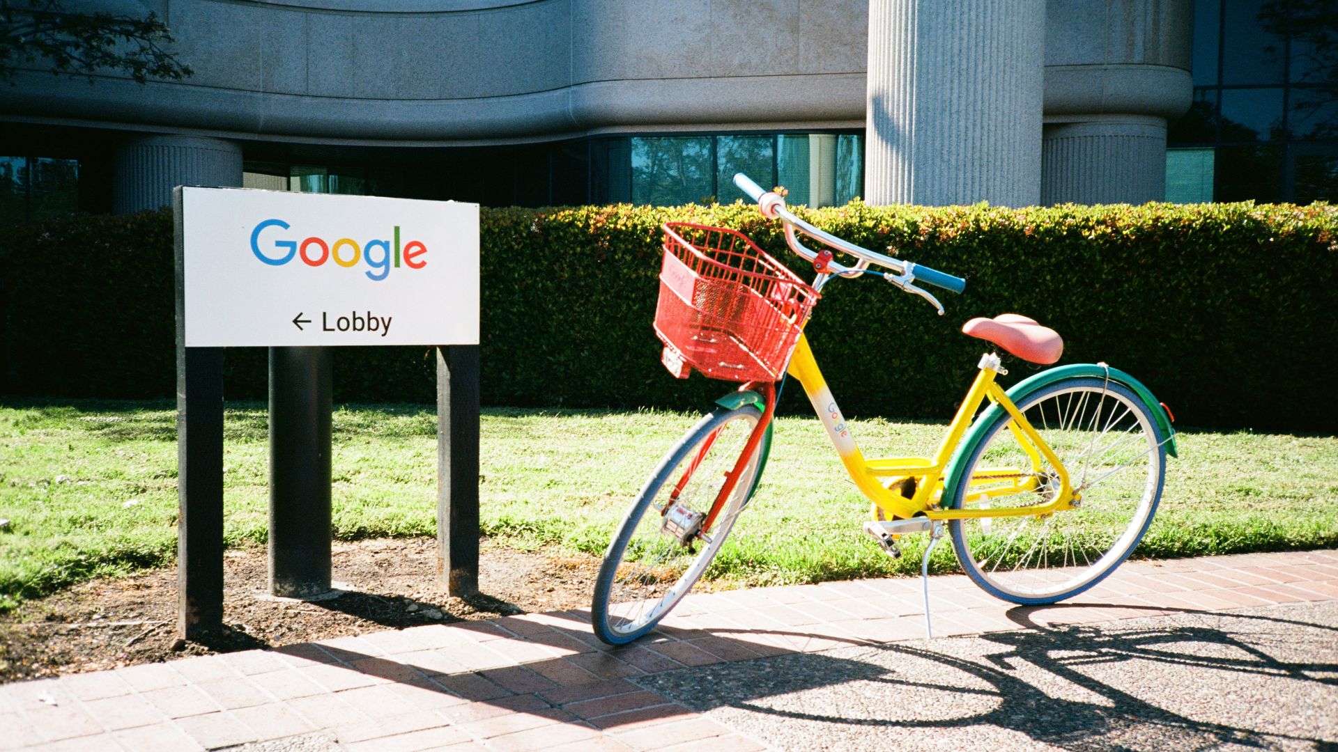 A colorful Google bike on the Google campus