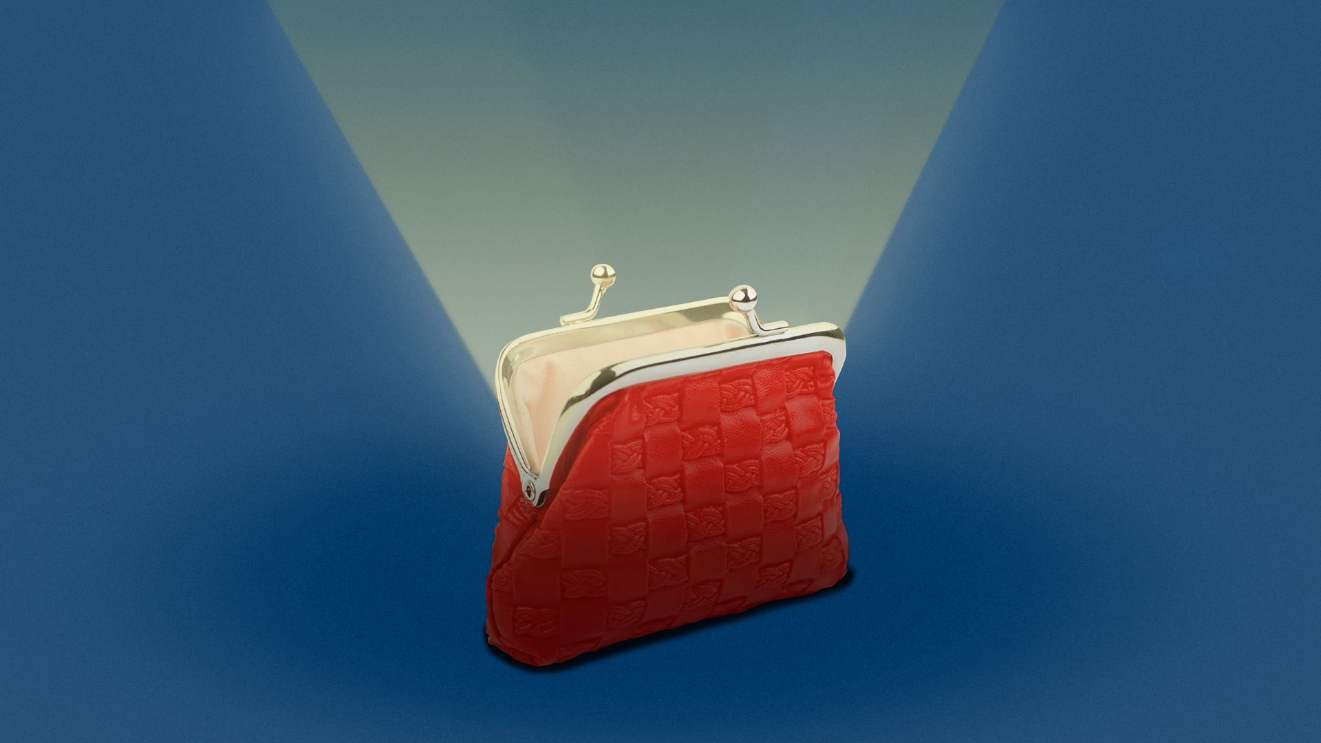 Illustration of a coin purse opening up and light radiating from the inside.