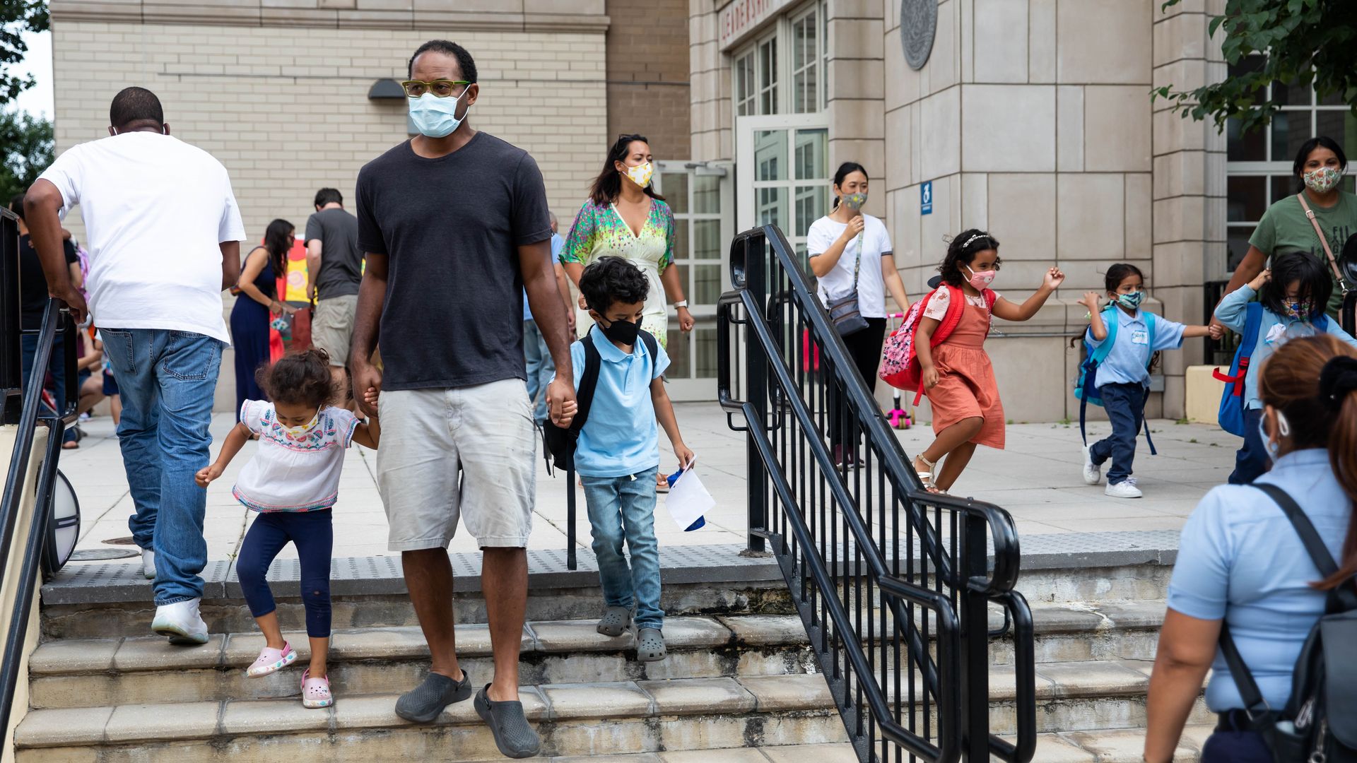 tudents are dismissed from the first day of school at PS 133 in the Brooklyn borough of New York, the United States, on Sept. 13, 2021.