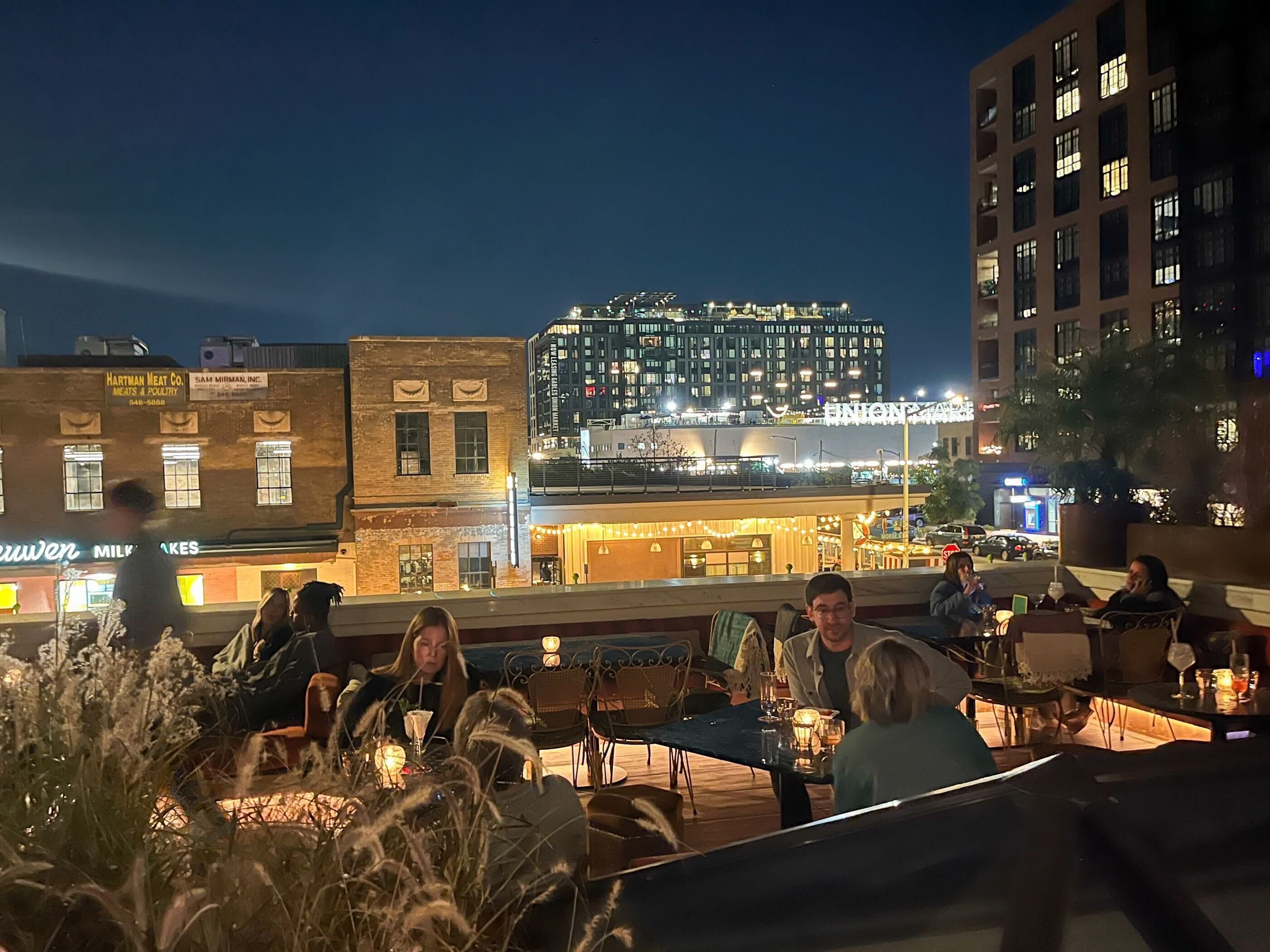 The outdoor terrace at La'Shukran overlooking Union Market