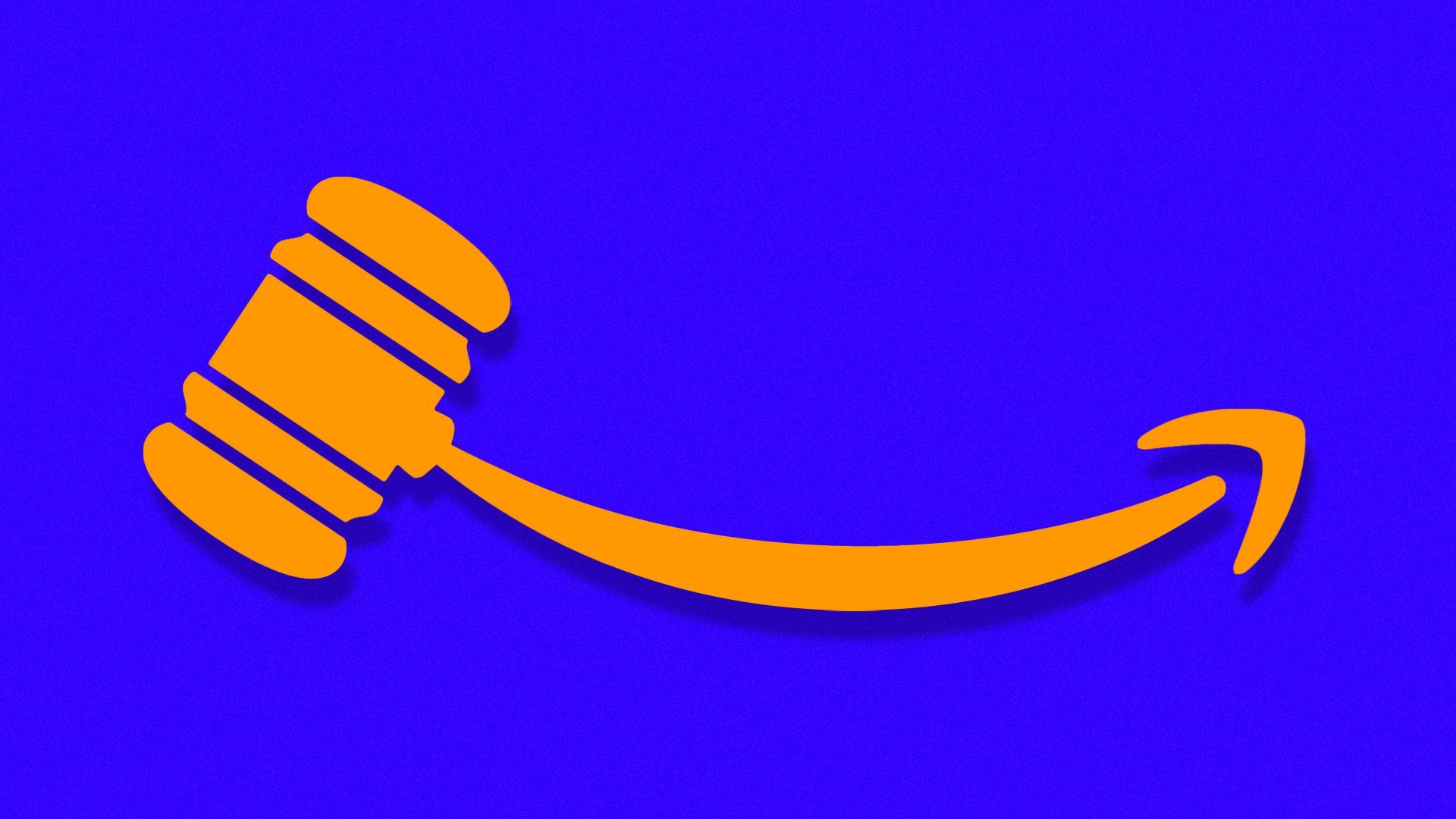 Illustration of a gavel handle made from the Amazon logo