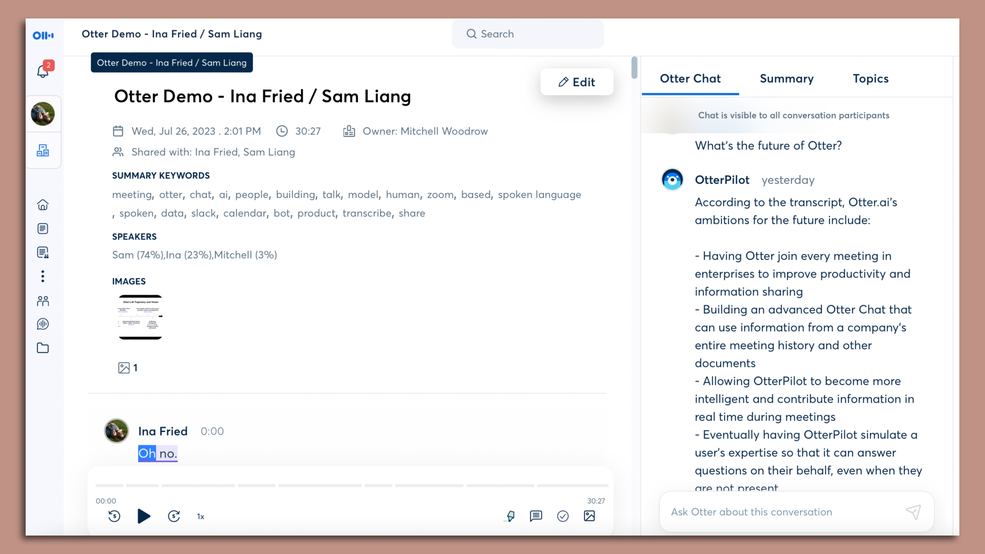 A screenshot of Otter.ai in action