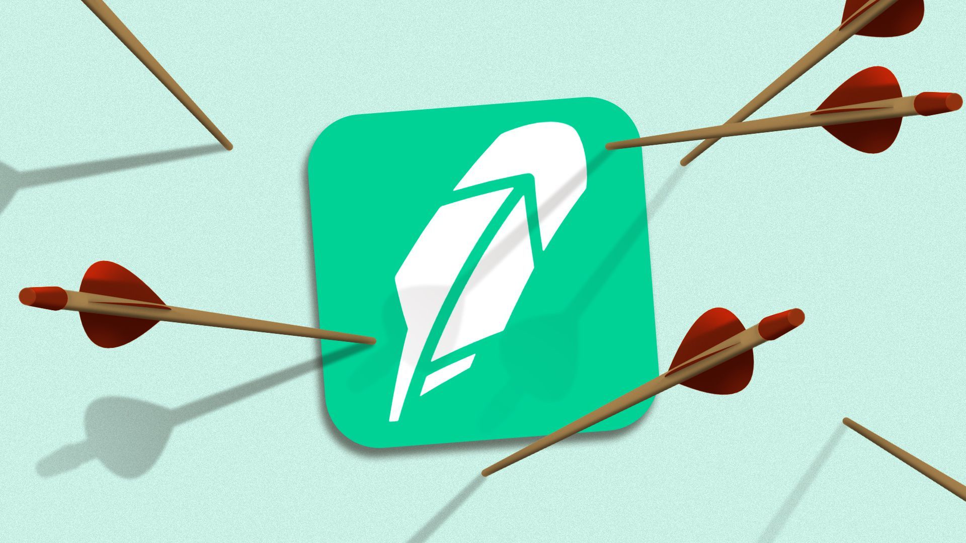 Illustration of the Robinhood app logo being pierced by arrows 