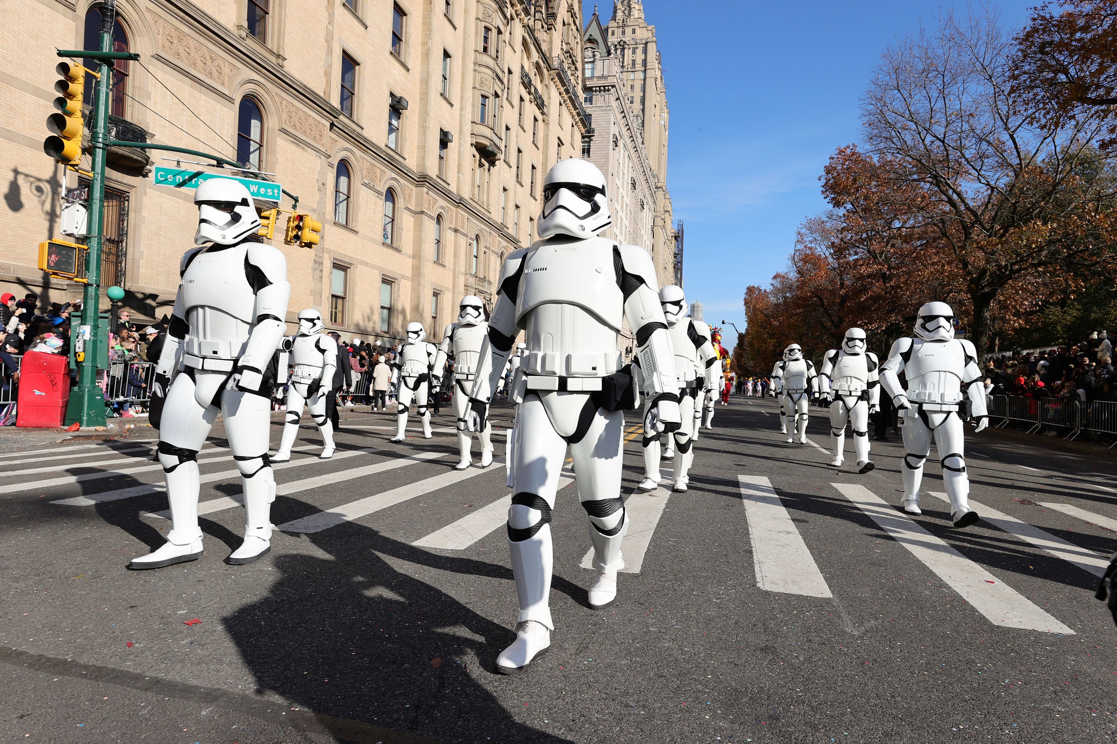 Stromtroopers during the 95th Macy's Thanksgiving Day Parade on November 25, 2021 in New York City. (Photo by Theo Wargo/Getty Images)