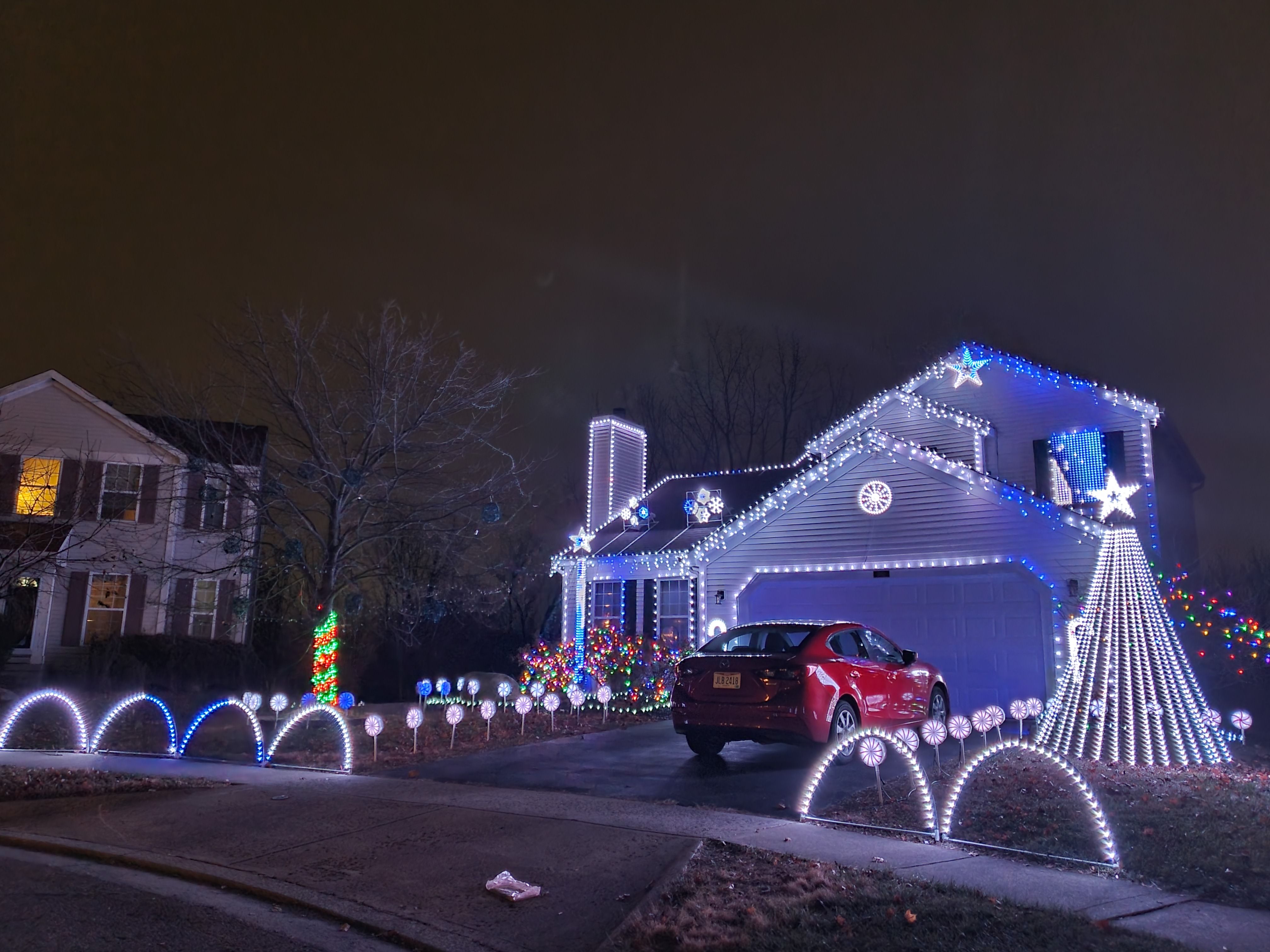 A house's holiday light display.