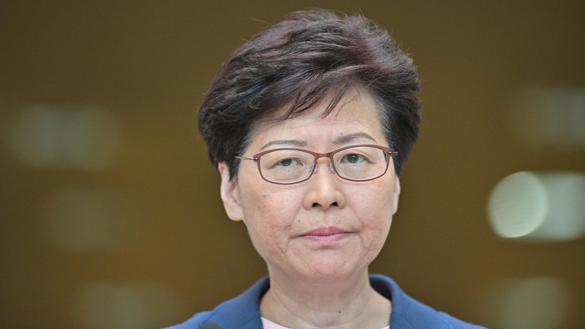 Chief Executive Carrie Lam holds a press conference at the government headquarters in Hong Kong on July 9.
