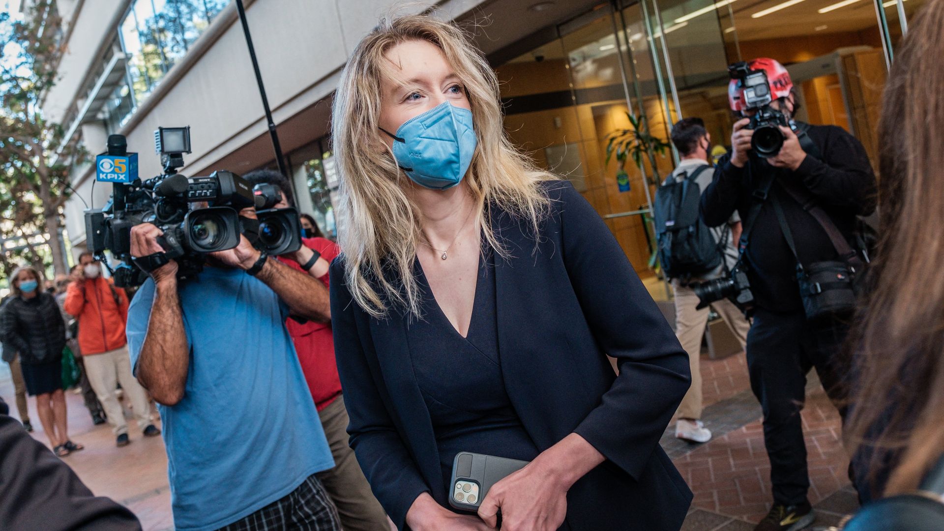 Elizabeth Holmes outside the courthouse.