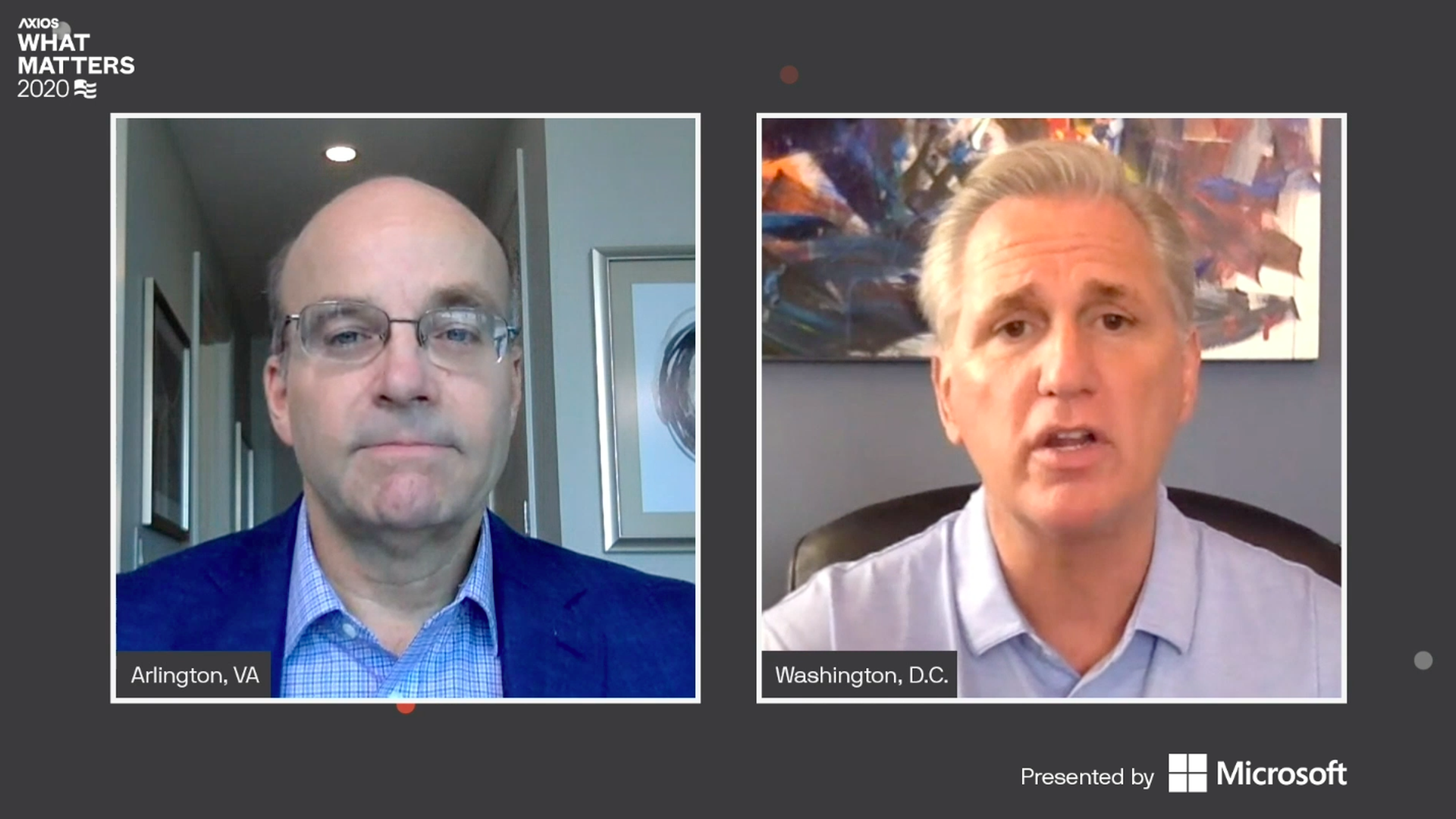 A screenshot of Kevin McCarthy next to Axios' Mike Allen